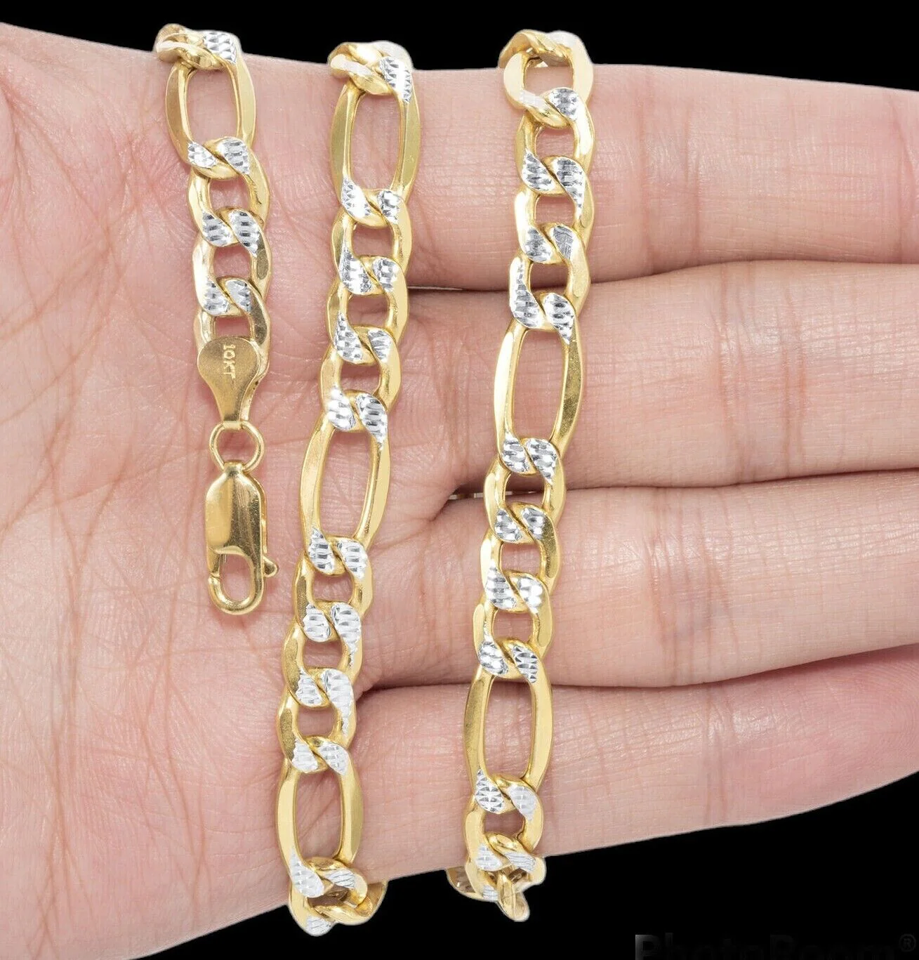 Real 10k Gold Chain Figaro Link Necklace 3.5mm-9mm, Men Women 18"-30" Inch, 10kt - Image 14