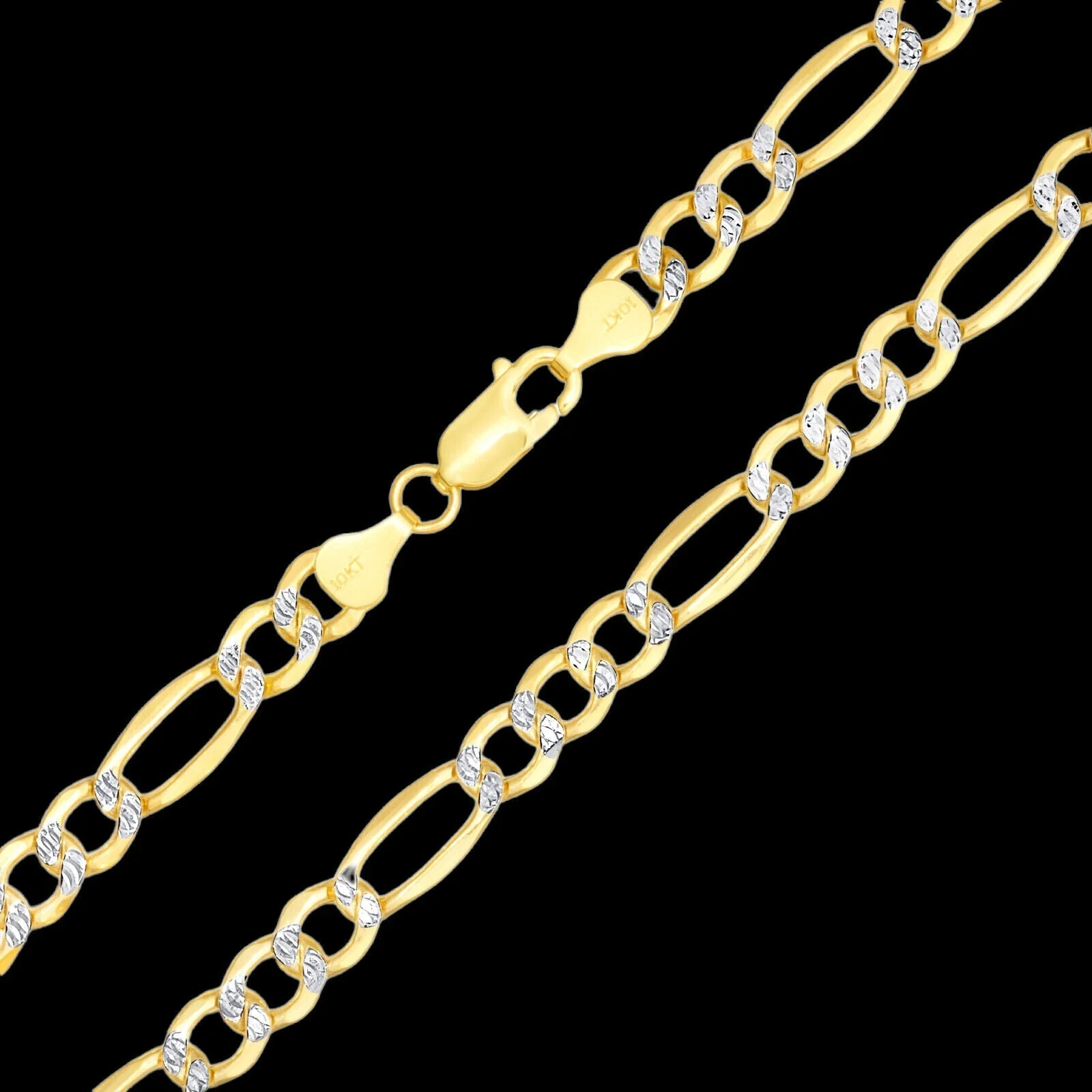 Real 10k Gold Chain Figaro Link Necklace 3.5mm-9mm, Men Women 18"-30" Inch, 10kt - Image 3