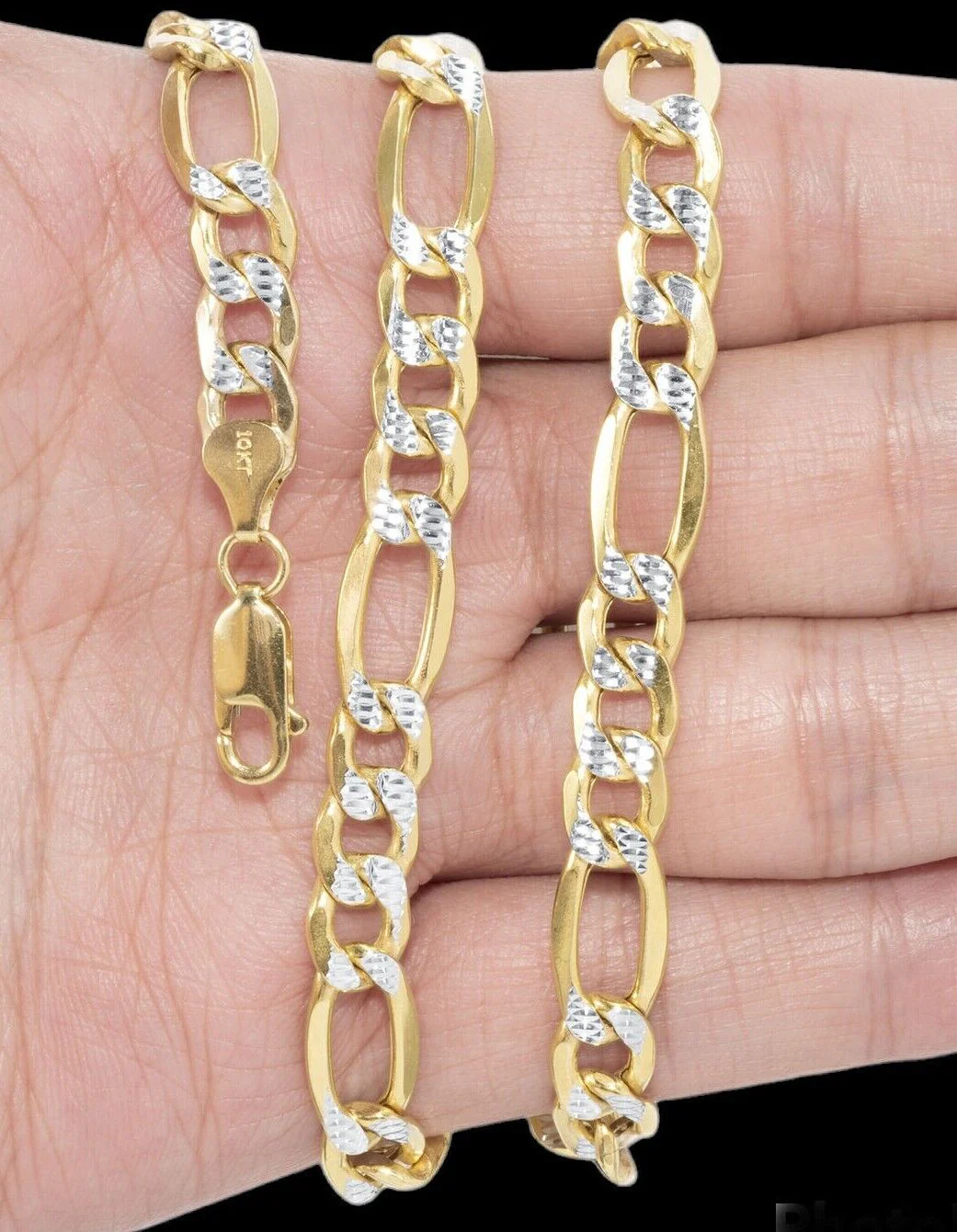 Real 10k Gold Chain Figaro Link Necklace 3.5mm-9mm, Men Women 18"-30" Inch, 10kt - Image 7
