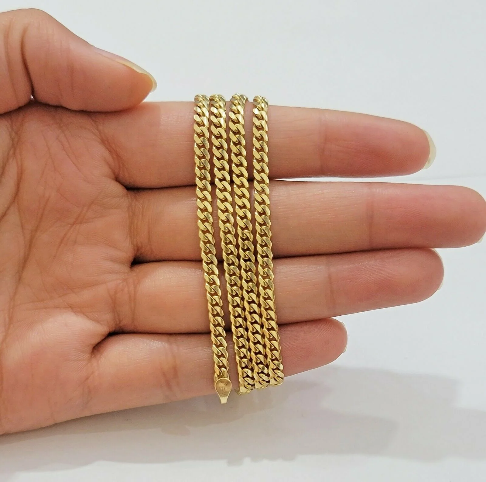 Real 10k Gold Chain Miami Cuban Solid Link Necklace 20" 22" 24" Inch 3mm 10KT - Image 4