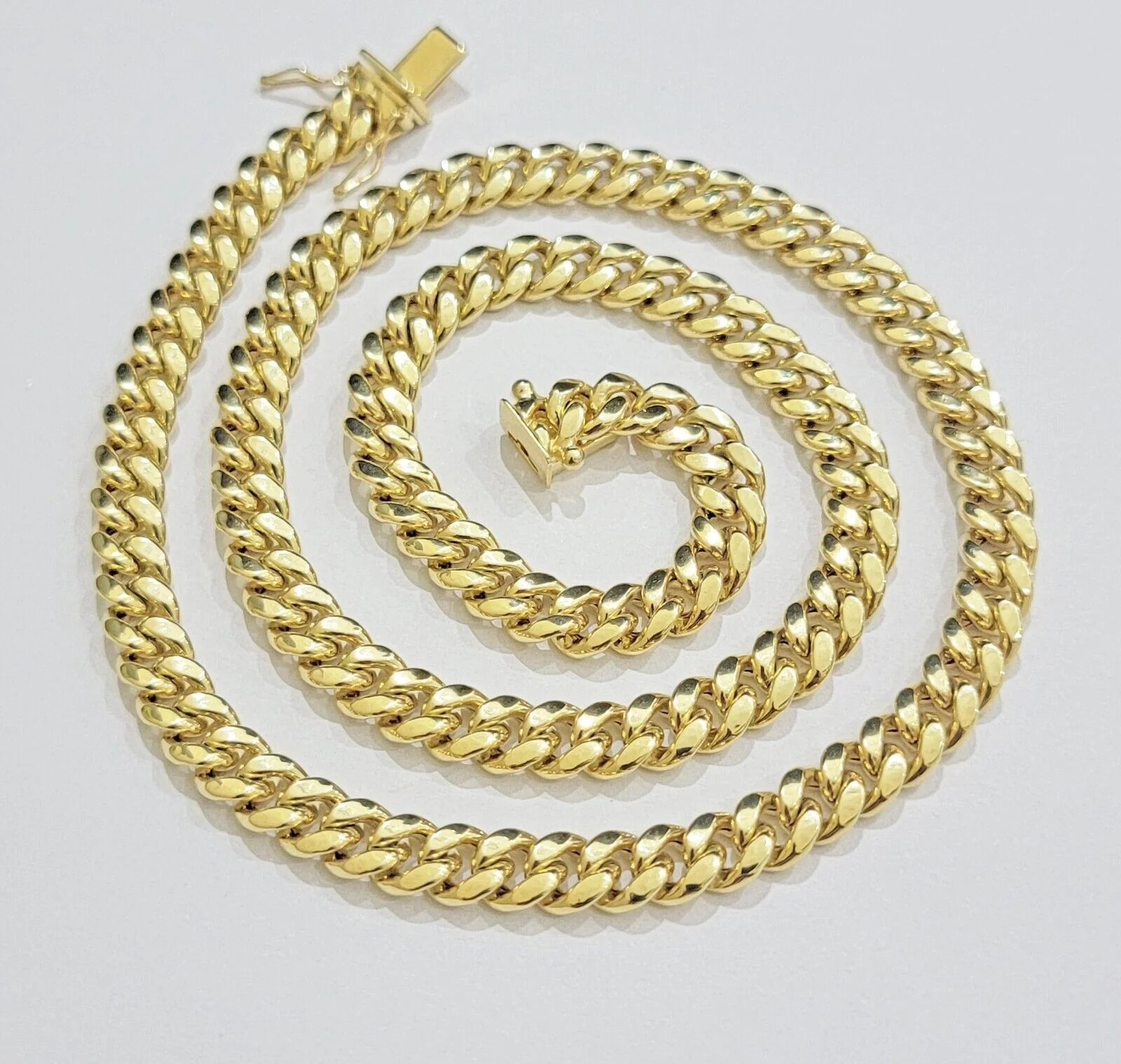 Real 10k Gold Chain Necklace Miami Cuban Link 7mm 18" - 30 Inch Mens 10kt Yellow - Image 6