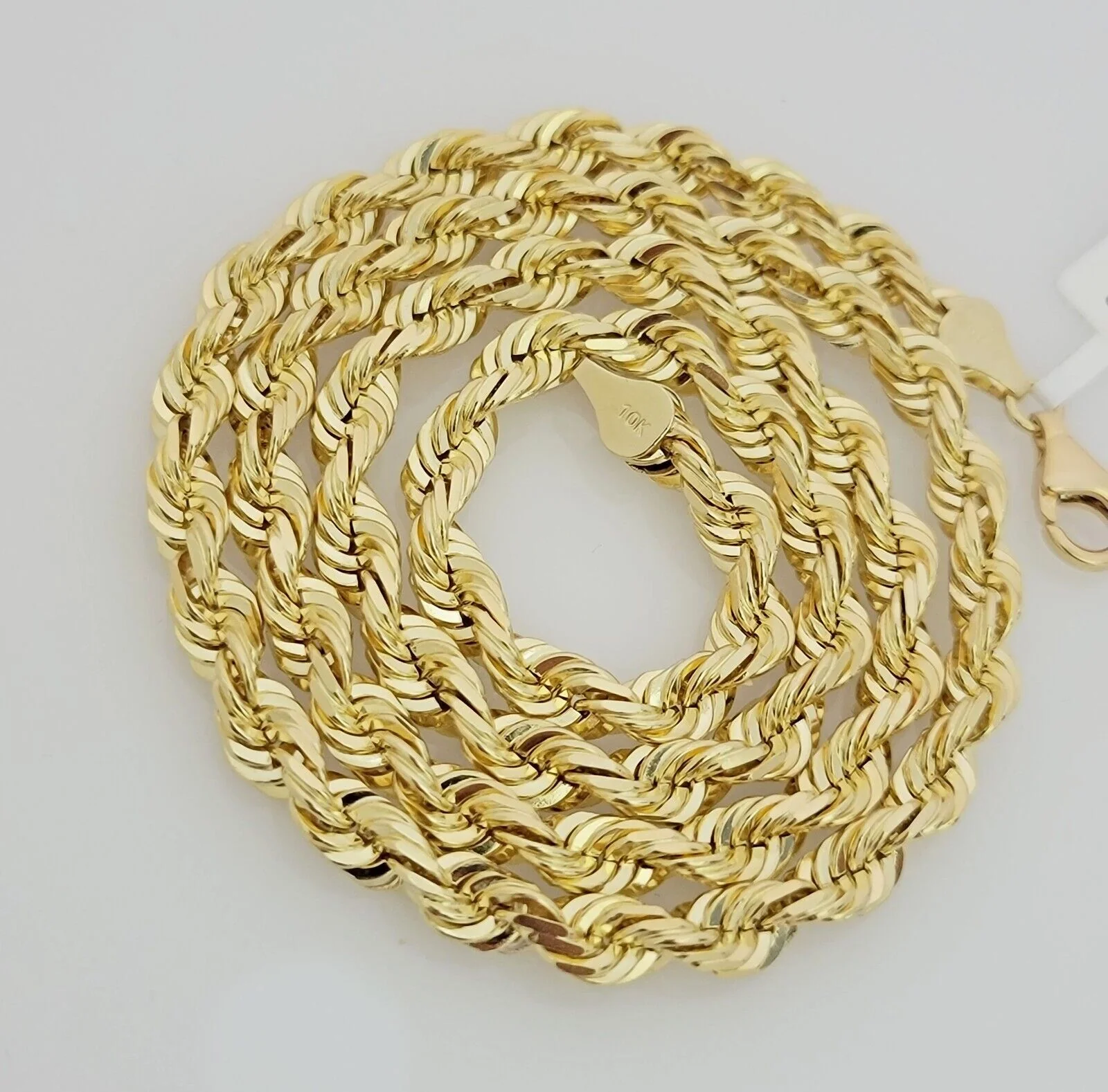 Real 10k Gold Chain Necklace Rope 24 Inch 6mm Diamond Cut Solid 10kt For mens