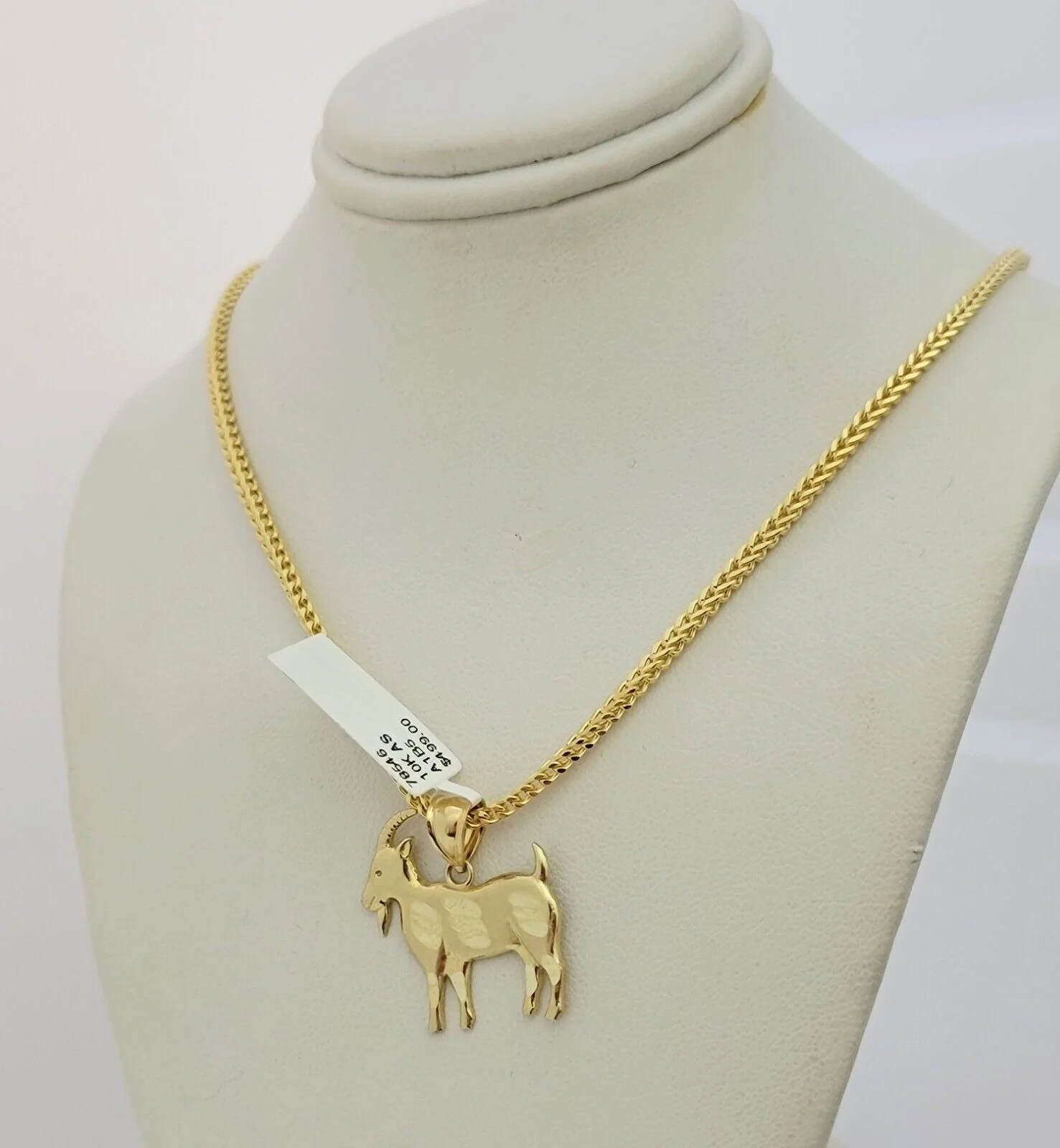 Real 10k Gold Chain Pendant SET Franco Necklace GOAT Charm 2.5mm 18"-24 Inch - Image 4