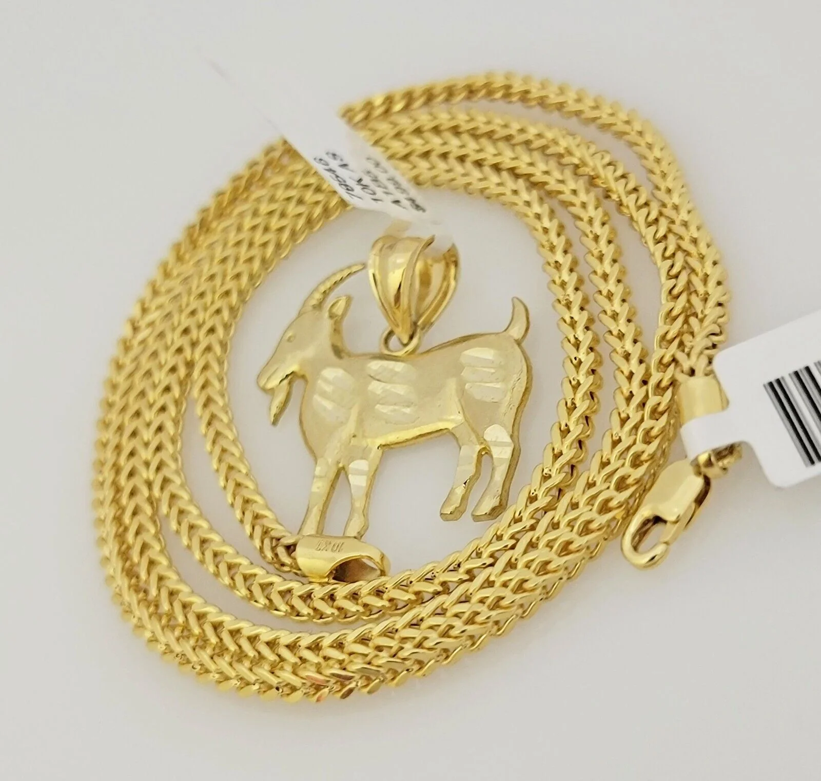 Real 10k Gold Chain Pendant SET Franco Necklace GOAT Charm 2.5mm 18"-24 Inch - Image 9