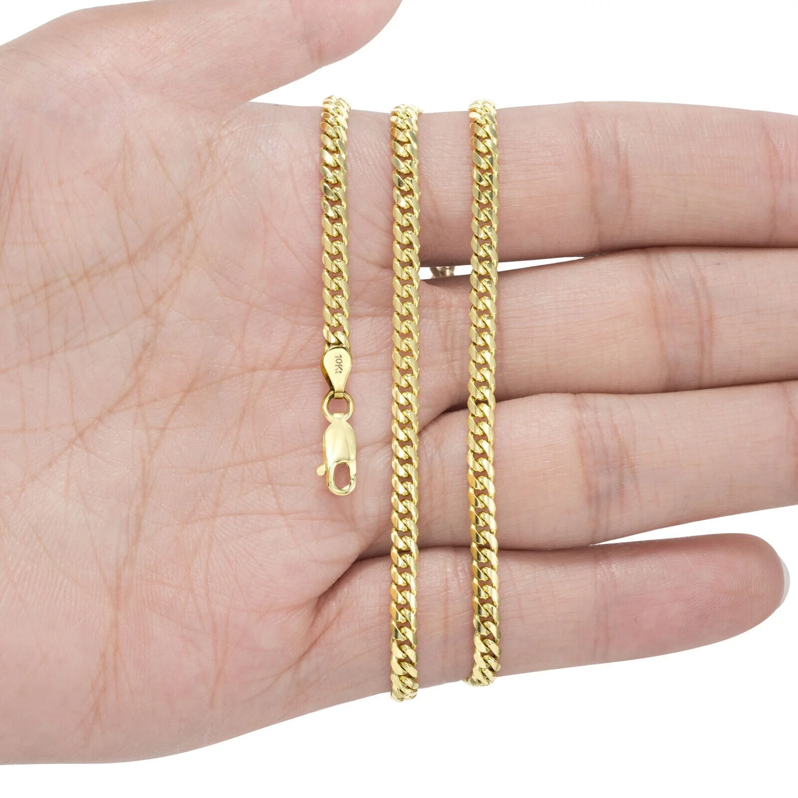 REAL 10k Gold Chain Pendant Set Miami Cuban chain 3mm& Money Tree Charm, 18"-28" - Image 2