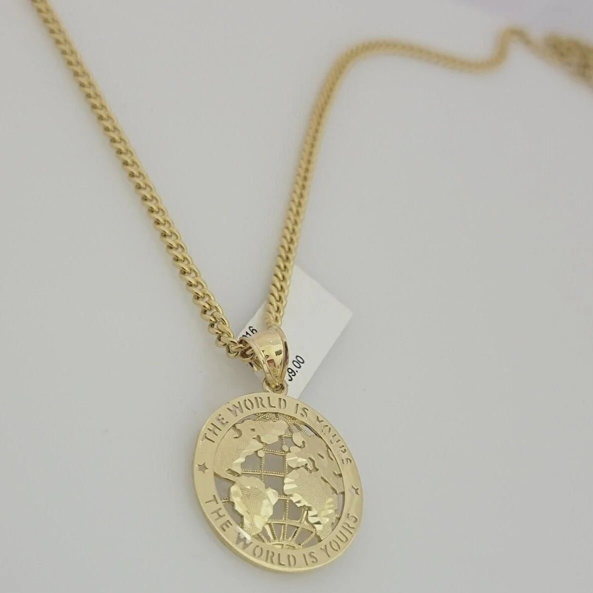 Real 10k Gold Chain Pendant SET World's Your Charm Miami Cuban Link Necklace 22" - Image 7