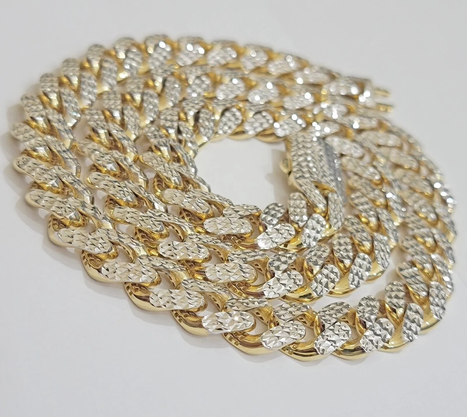 Real 10k Gold Chain Royal Miami Cuban Link Necklace 13mm 24" Rhodium Diamond Cut - Image 7