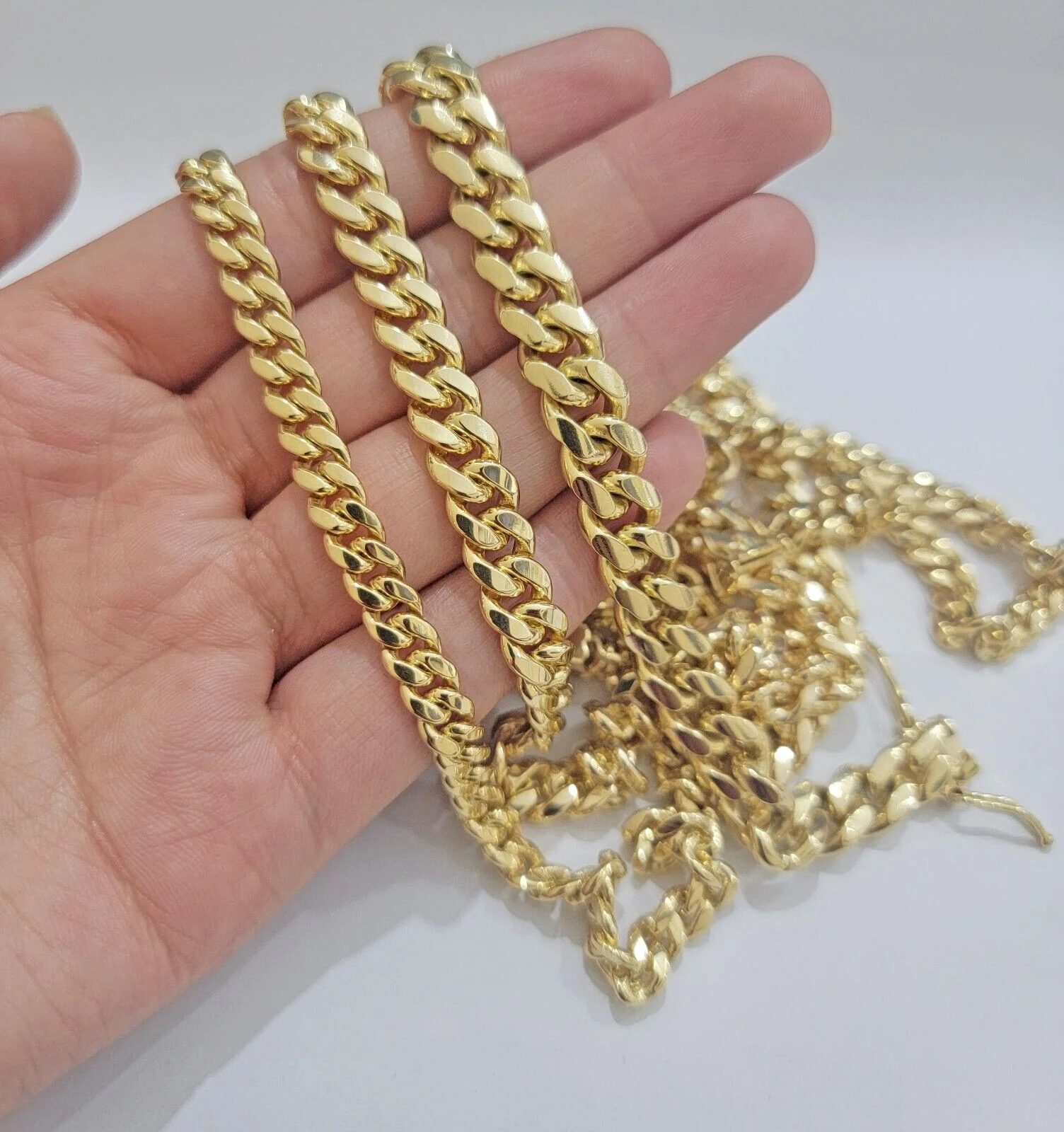 Real 10k Gold Chain Solid Miami Cuban Link Necklace 6mm 7mm 8mm 20"-28" Men's - Image 12