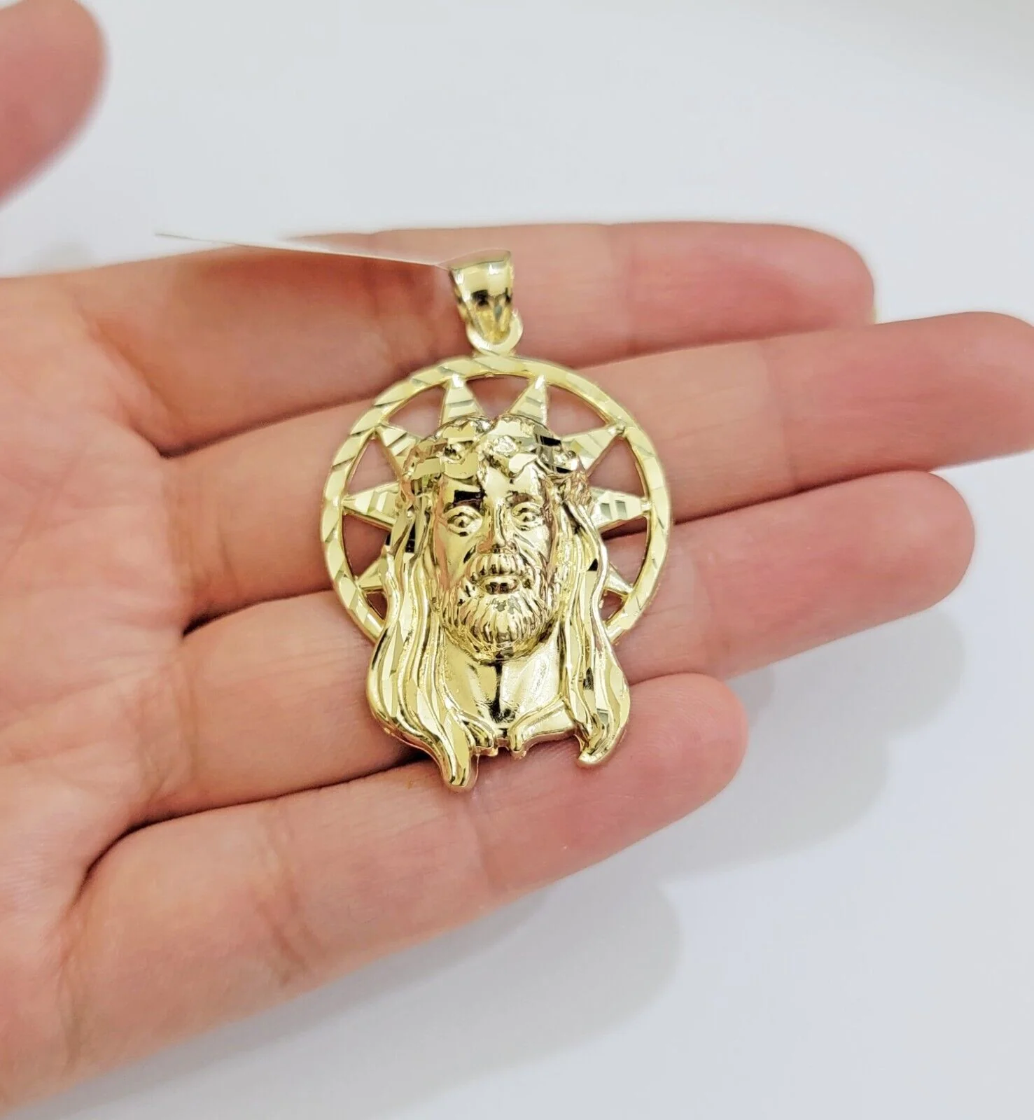 Real 10k Gold Charm Pendant Jesus Head 10kt Yellow Gold Genuine for Men's - Image 4