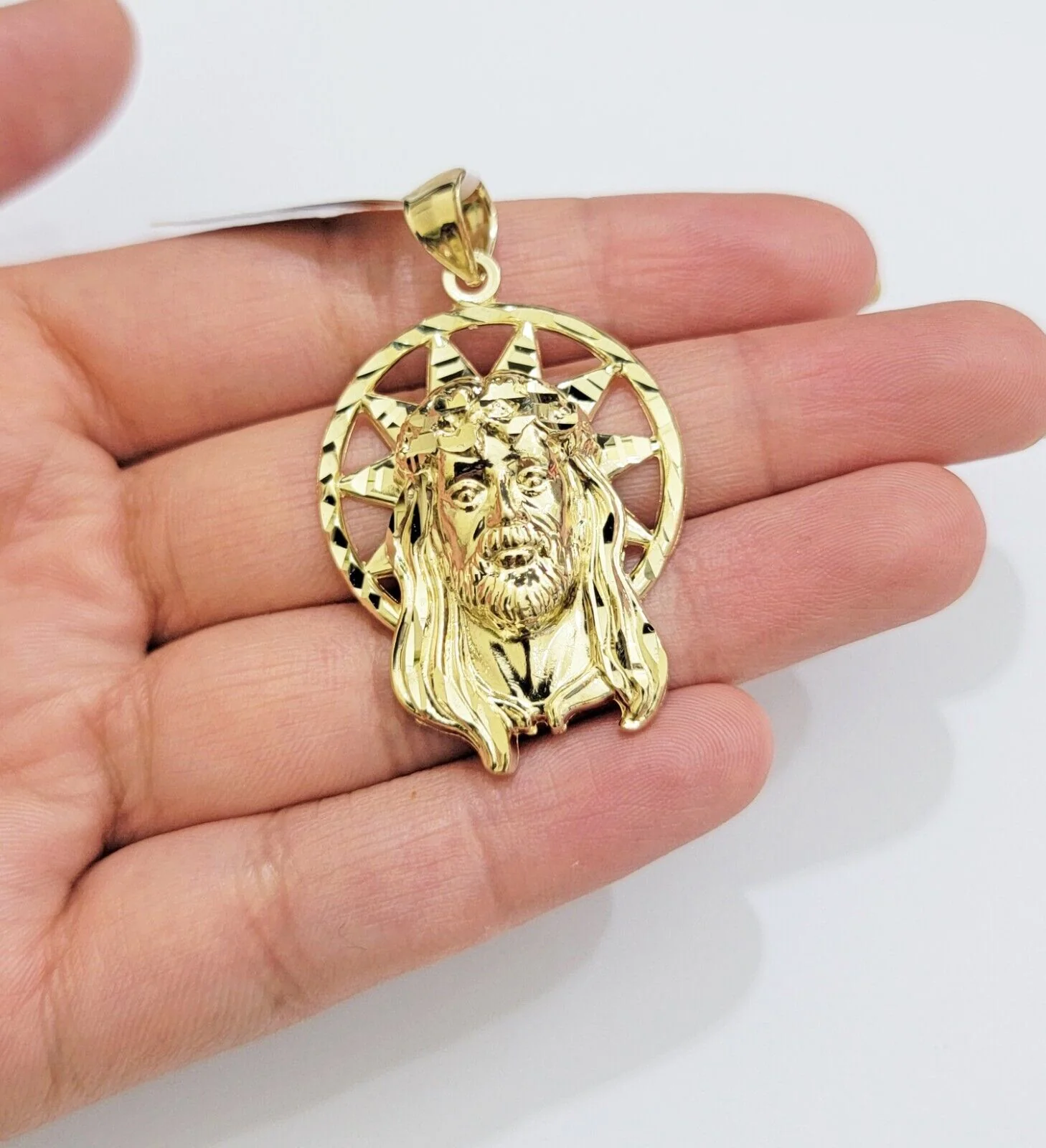 Real 10k Gold Charm Pendant Jesus Head 10kt Yellow Gold Genuine for Men's - Image 9