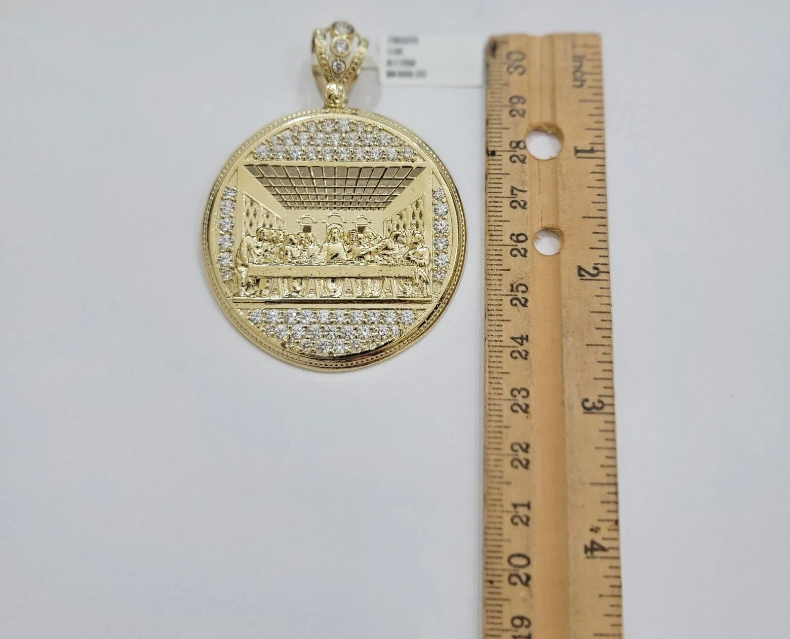 Real 10k Gold Charm Pendant Last Supper 2.5 Inch 10kt Yellow Gold For Mens Chain - Image 5
