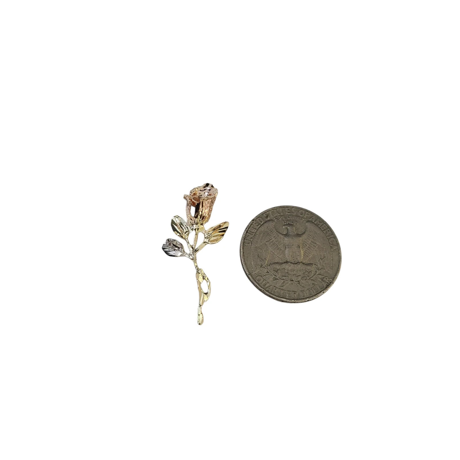 Real 10k Gold Charm Pendant Rose Flower Tri Gold 10KT - Image 4