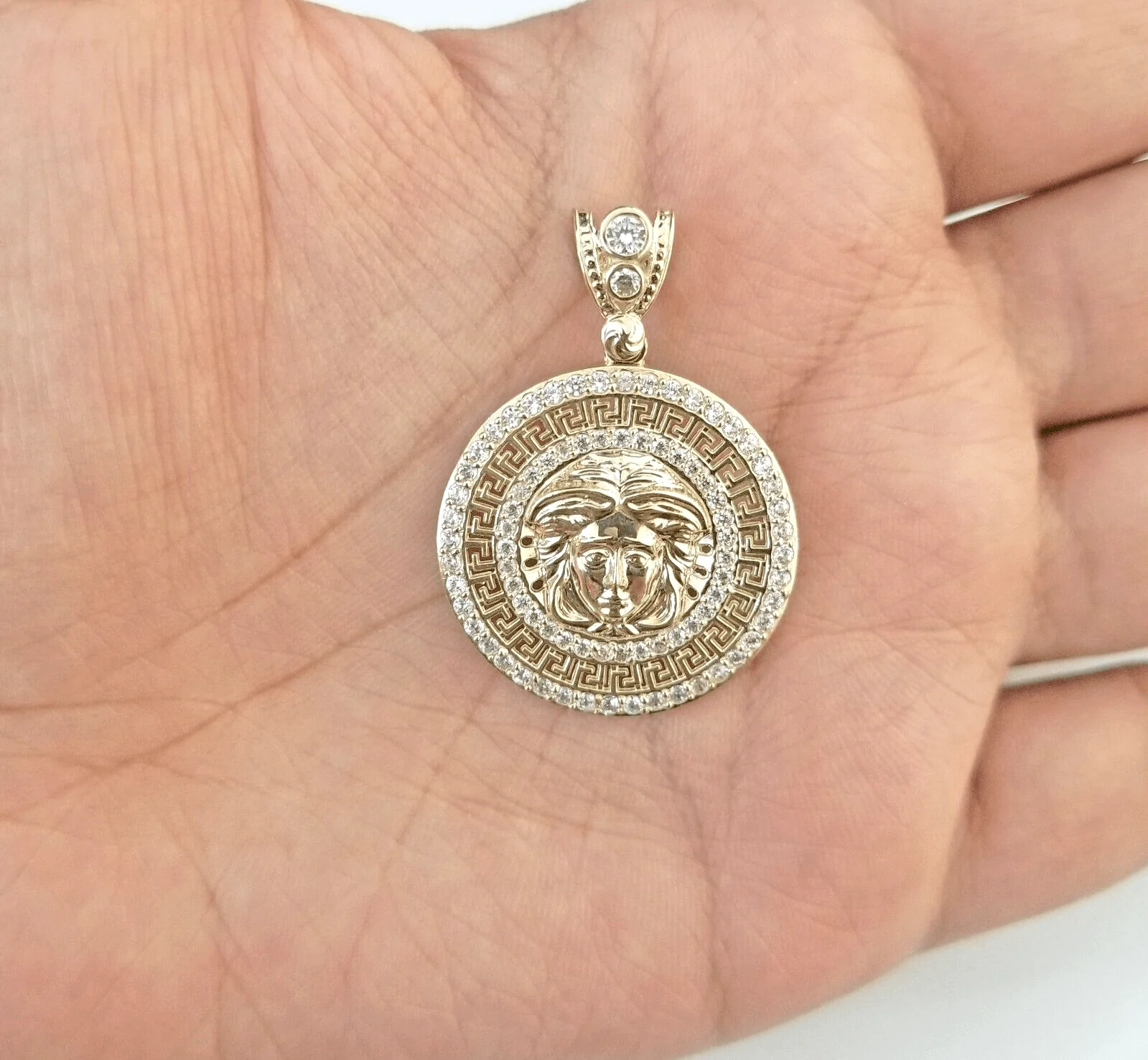 Real 10k Gold Circular Charm 10kt Yellow Gold Pendant Men Women - Image 3