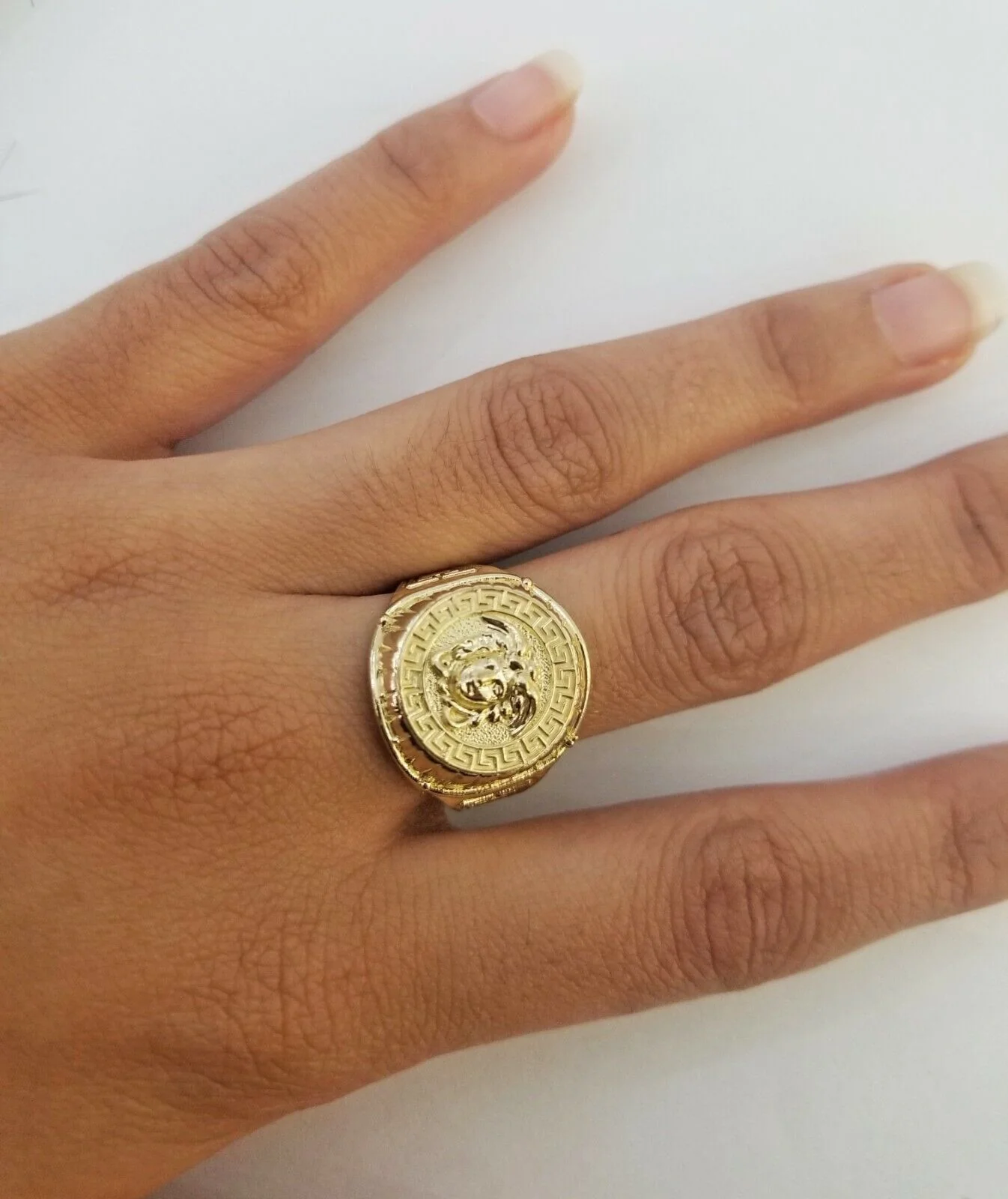 Real 10k gold circular sizable ring ,10kt yellow All Sizes Casual Circle Band Men - Image 2