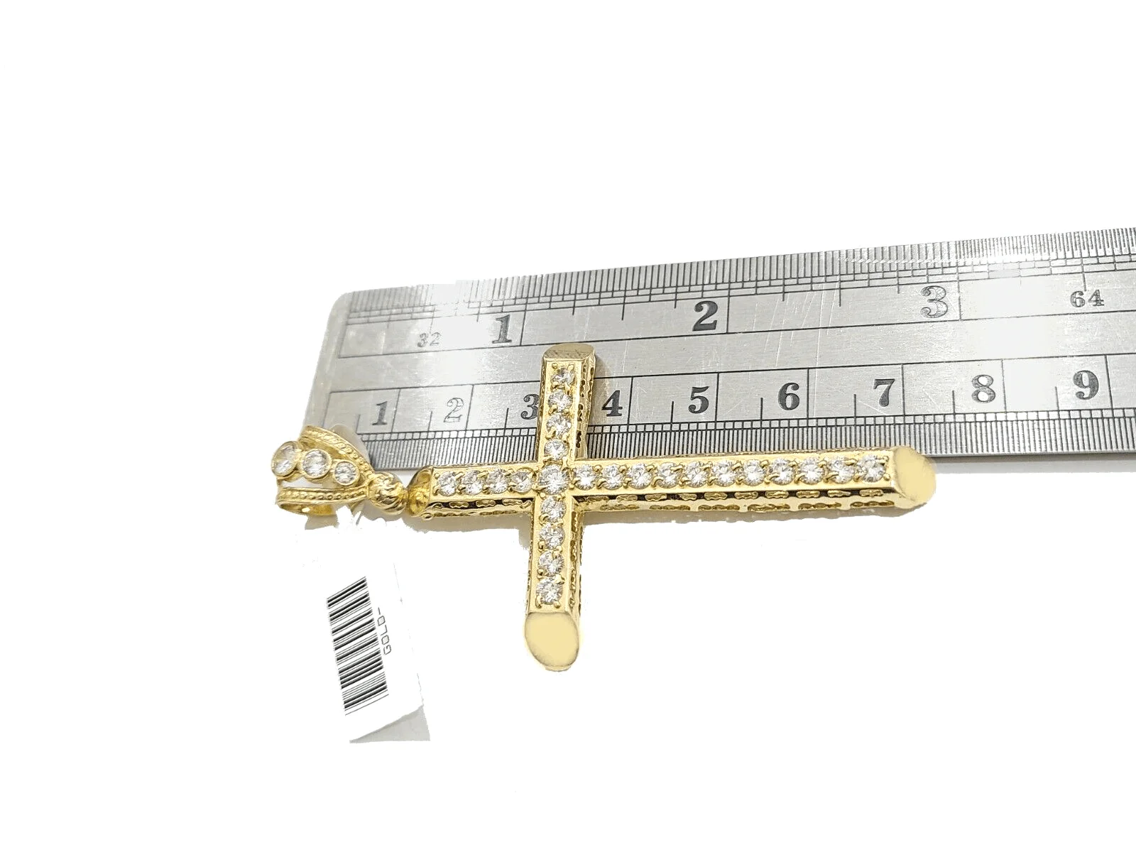 Real 10k Gold Cross Charm Pendant 2.8'' Inch 10KT Yellow Gold Cubic Zirconia - Image 3