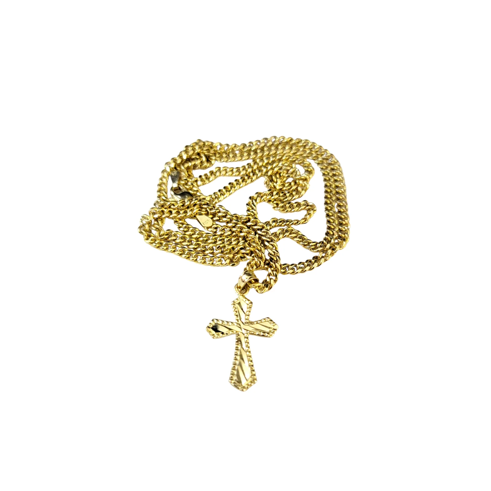 Real 10k Gold Cross Charm Pendant Franco Chain Necklace SET 2.5mm 16"-26" - Image 5