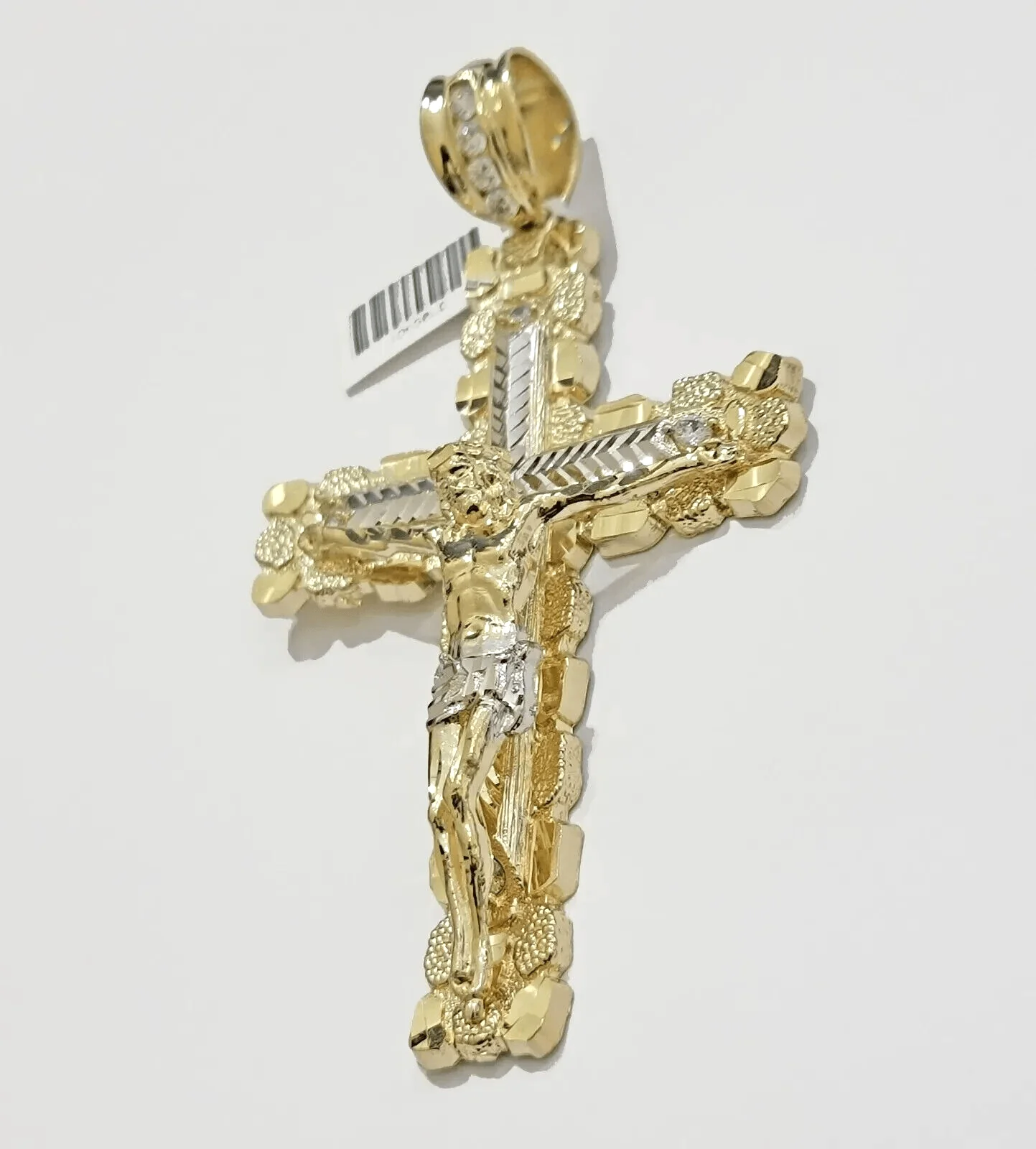Real 10k Gold Cross Charm Pendant Jesus Crucifix 3.5'' Inch Men 10KT Yellow Gold - Image 3
