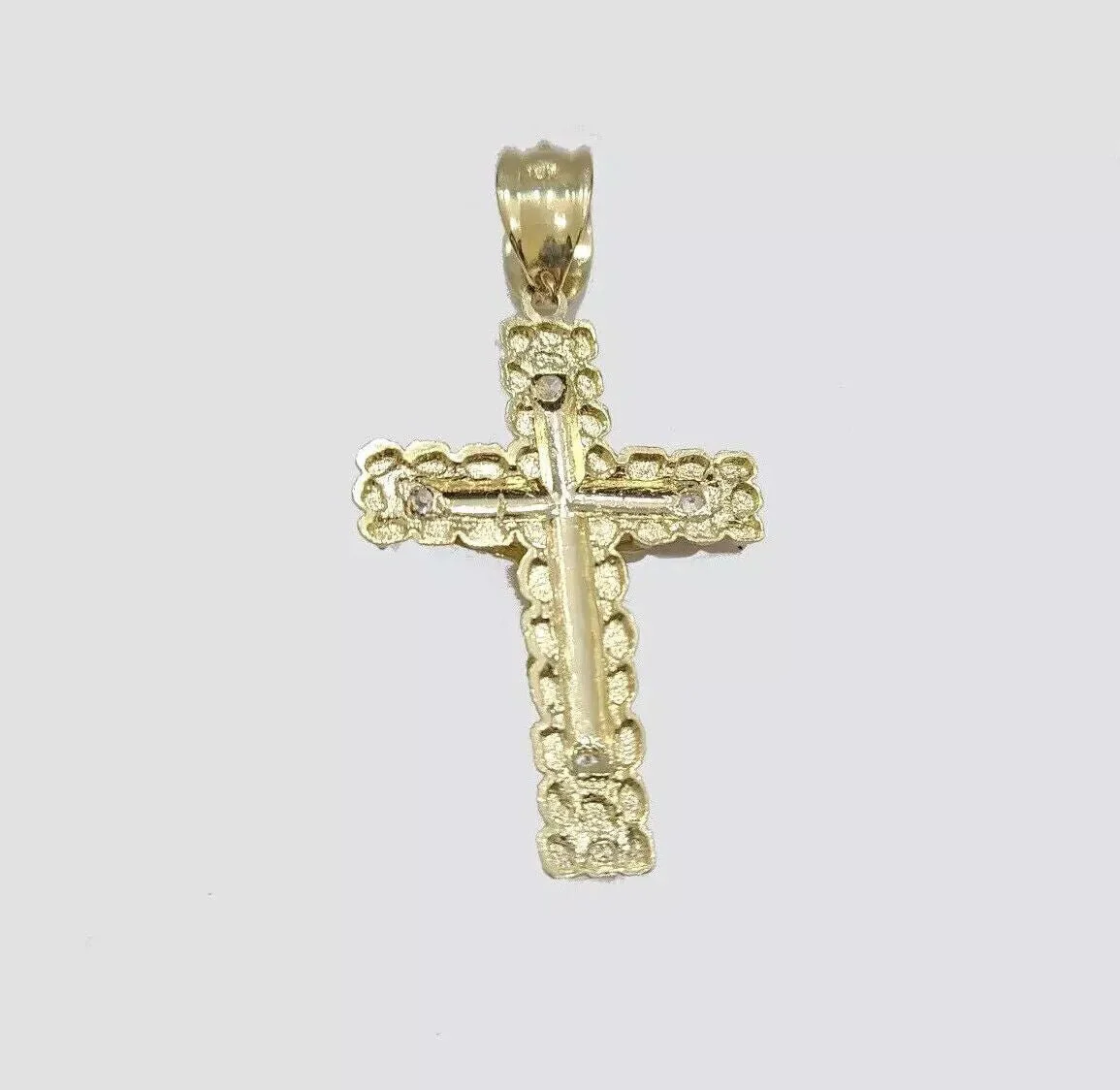 Real 10k Gold Cross Charm pendant Necklace SET 5mm Miami Cuban Link chain 18-28" - Image 8