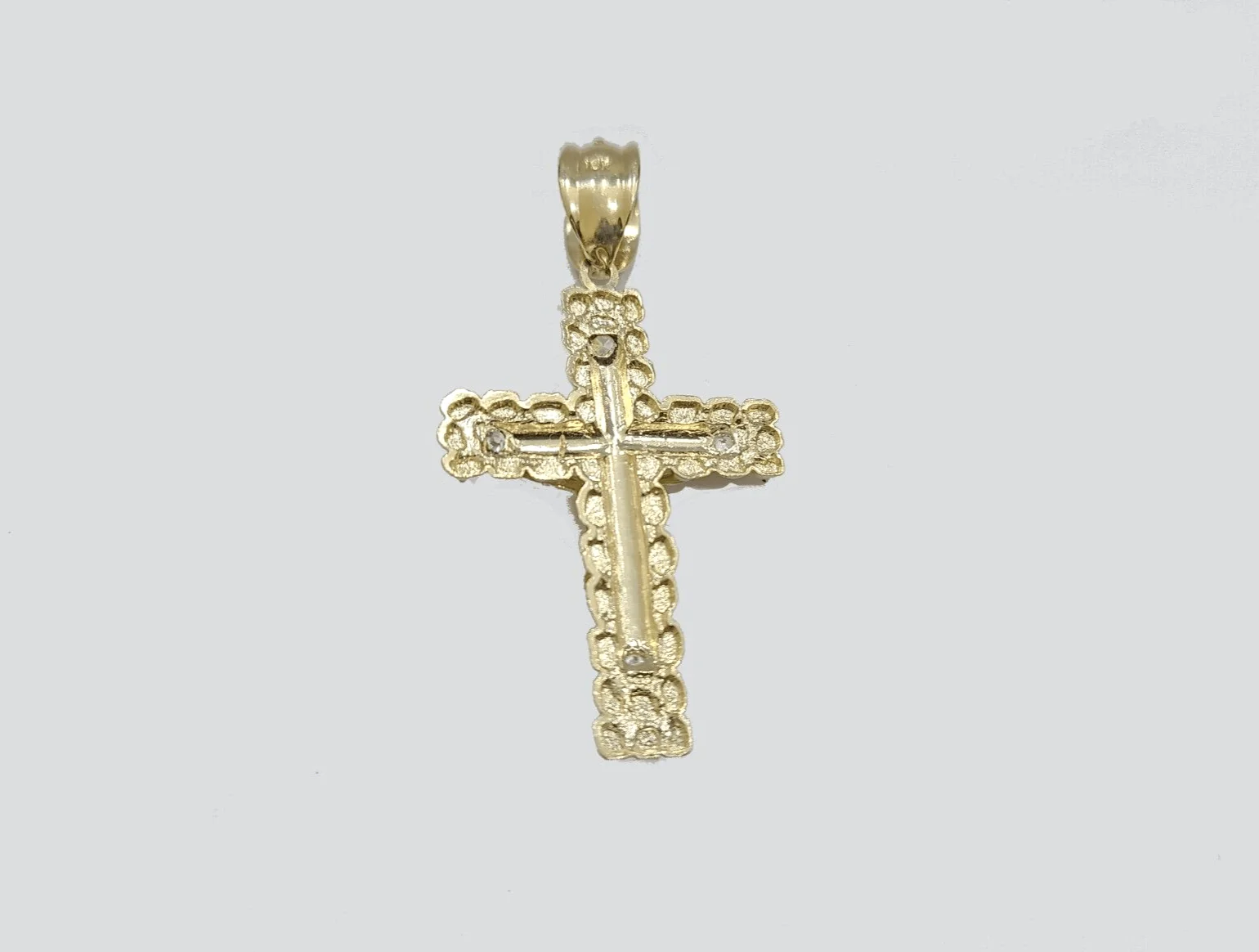 Real 10k Gold Cross Pendant Necklace 22 Inch SET Chain 5mm Miami Cuban Link 10KT - Image 3