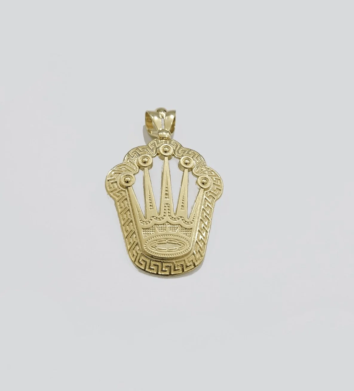 Real 10k Gold Crown Charm Pendant 10kt Yellow Gold 2 Inches For Chain & Necklace - Image 2