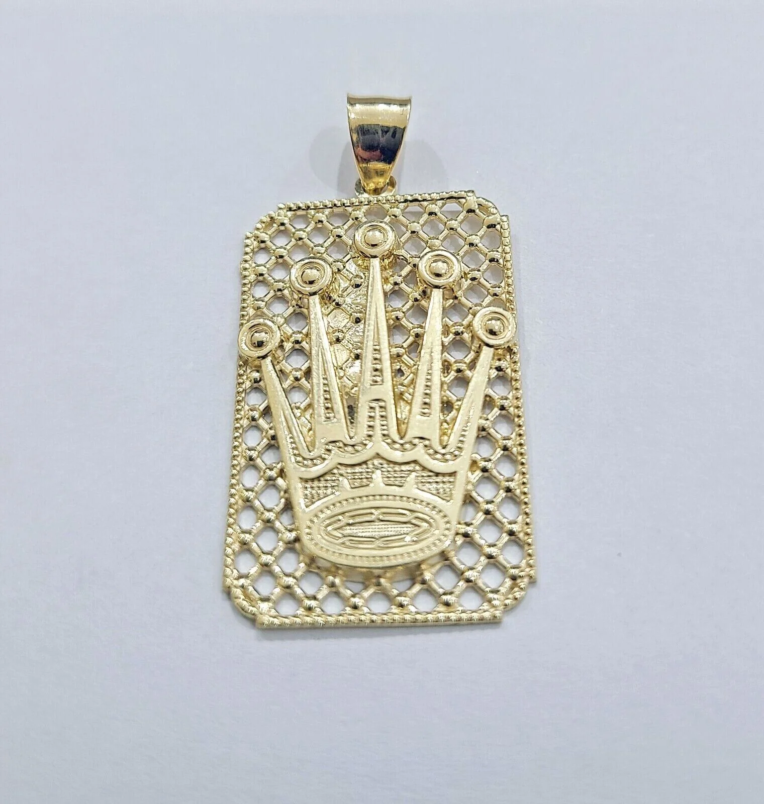 Real 10k Gold Crown Charm Pendant 10kt Yellow Gold Men - Image 2