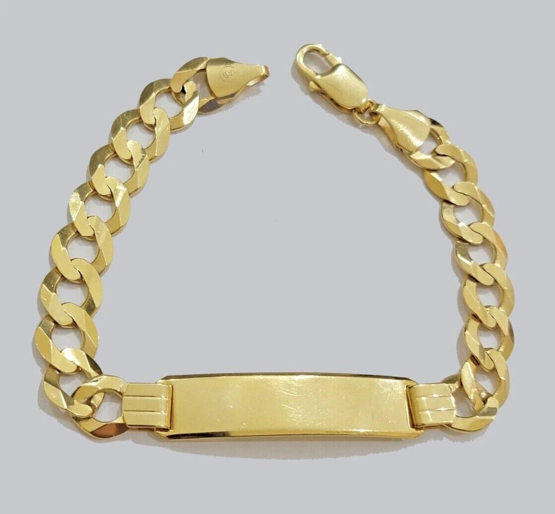 Real 10k Gold Cuban Curb Link ID Bracelet 5mm-10mm 8-8.5" Inches 10kt Name Plate - Image 9