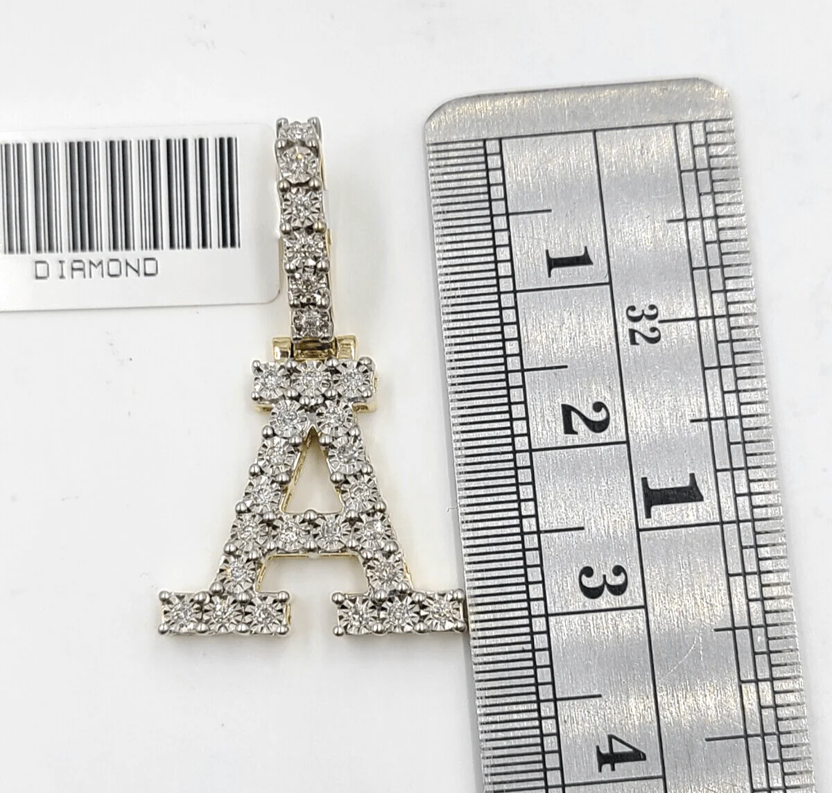 Real 10k Gold & Diamond Letter "A" Initial Alphabet Charm/Pendant 1.25". - Image 3