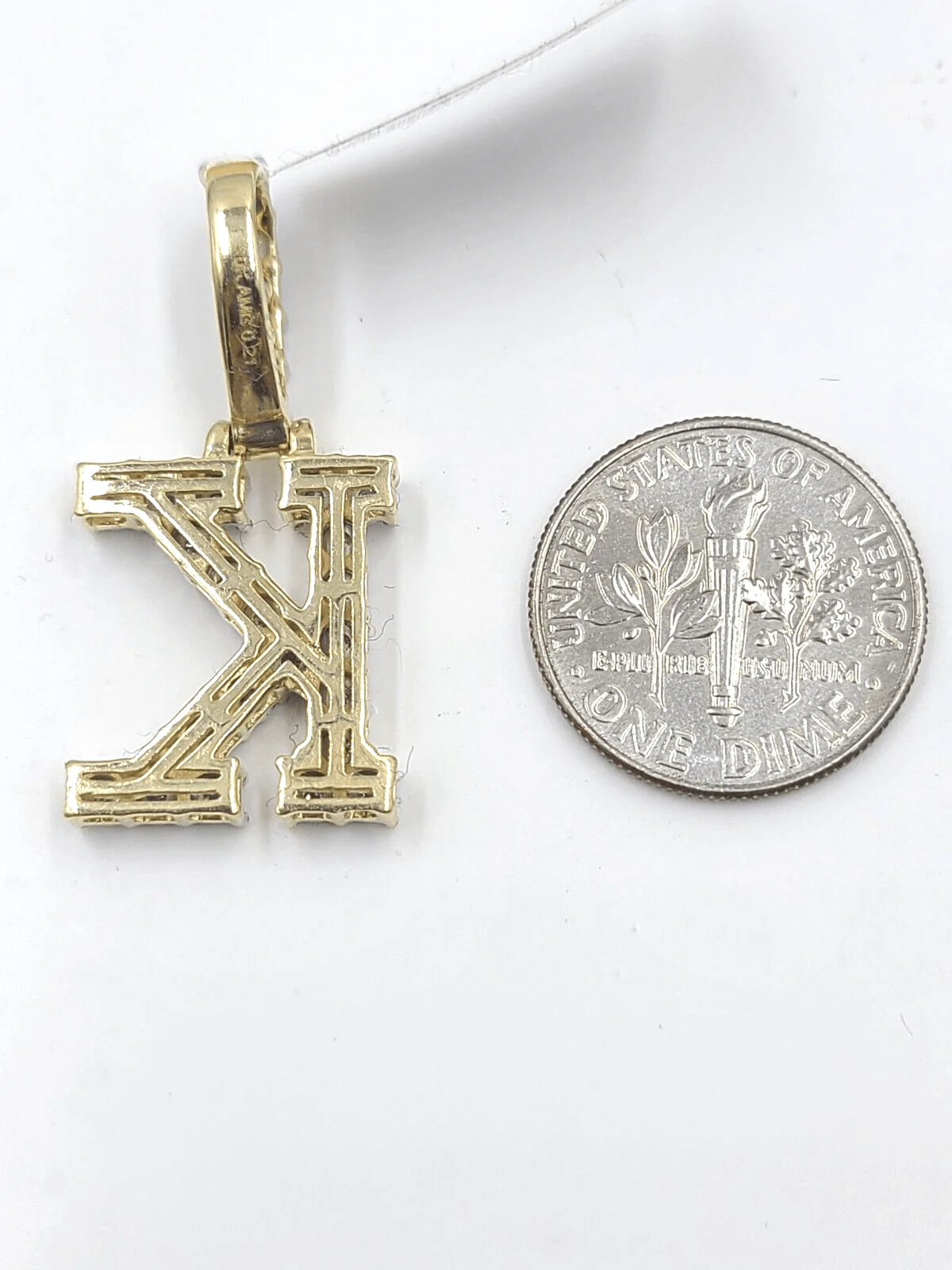 Real 10k Gold & Diamond Letter "K" Initial Alphabet Charm/Pendant 1.25". - Image 2