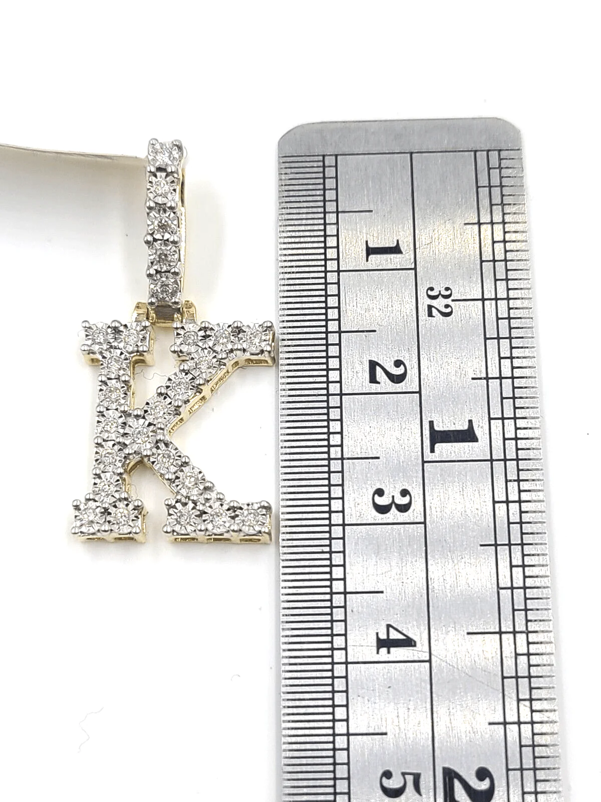 Real 10k Gold & Diamond Letter "K" Initial Alphabet Charm/Pendant 1.25". - Image 3