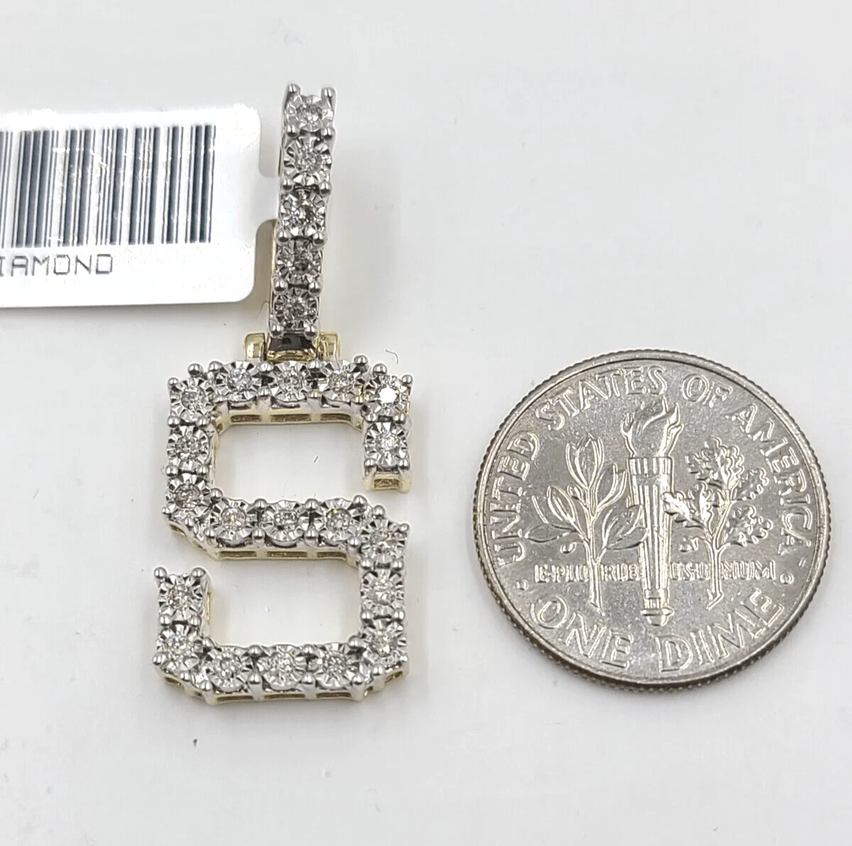 Real 10k Gold & Diamond Letter "S" Initial Alphabet Charm/Pendant 1.25". - Image 2