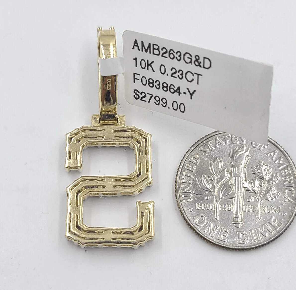 Real 10k Gold & Diamond Letter "S" Initial Alphabet Charm/Pendant 1.25". - Image 3