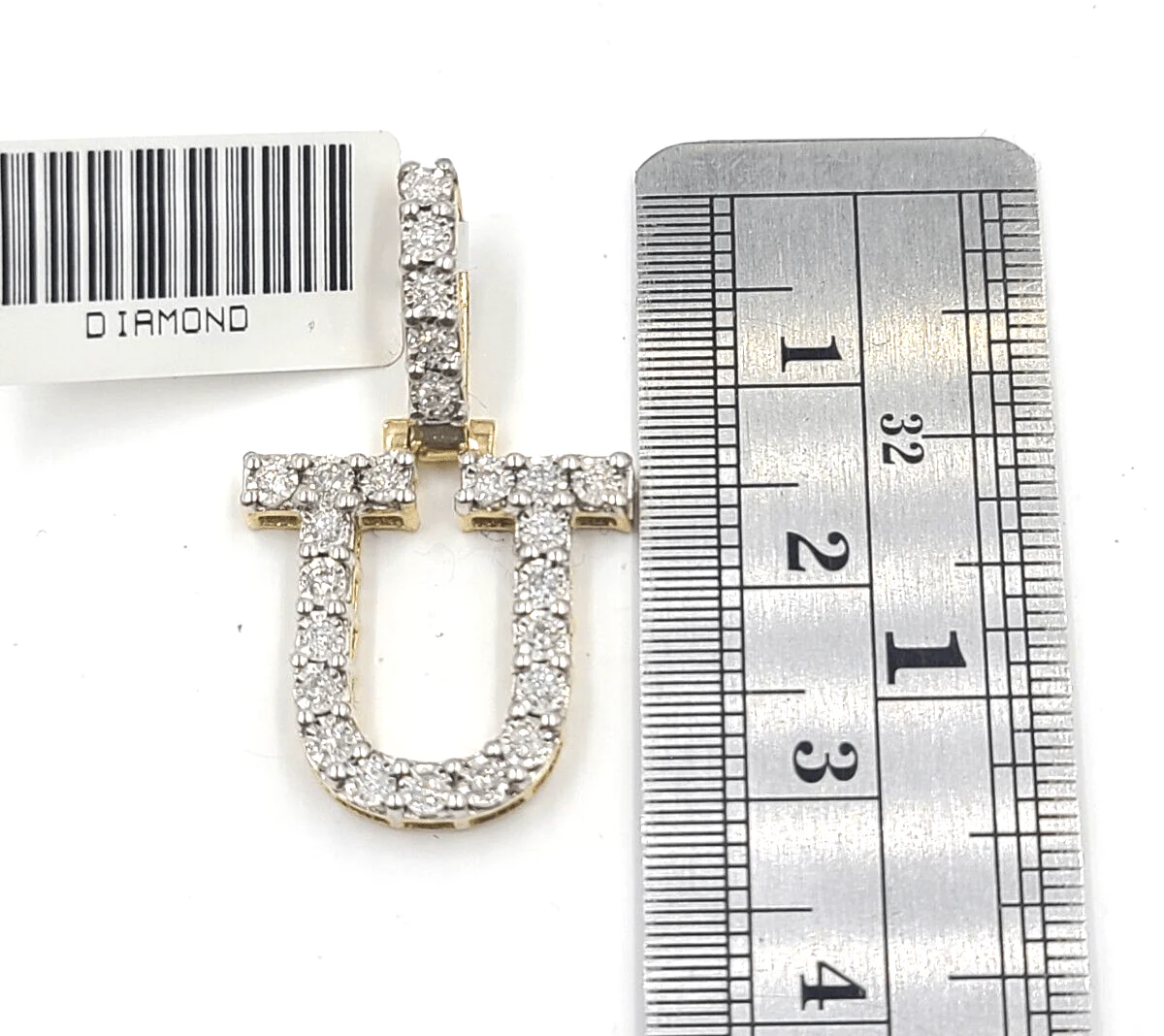 Real 10k Gold & Diamond Letter "U" Initial Alphabet Charm/Pendant 1.25". - Image 2