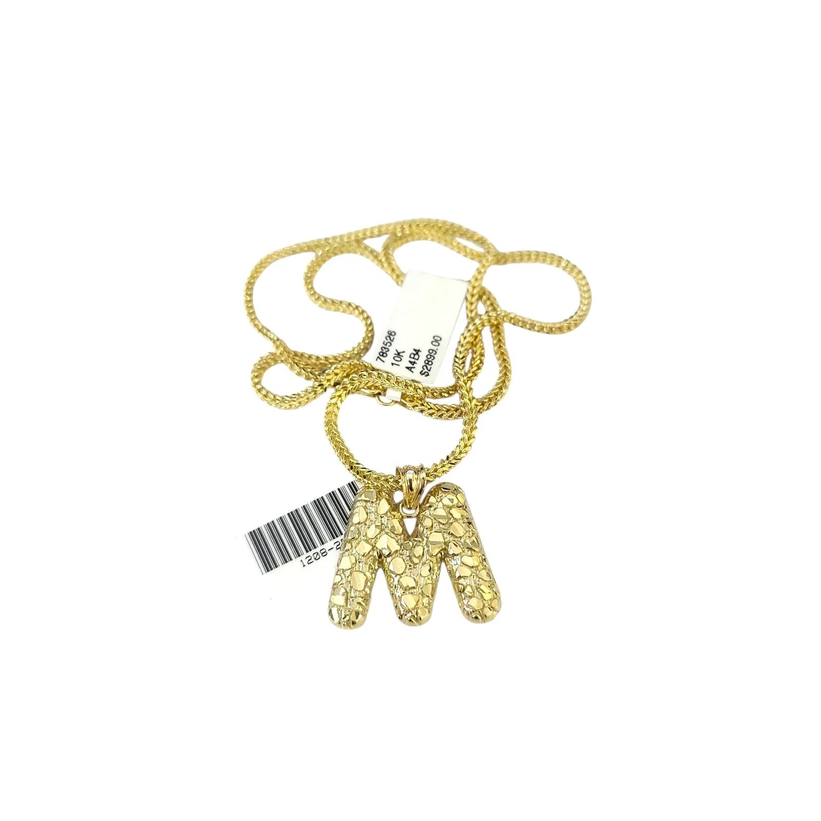 Real 10k Gold Franco Chain 2.5mm 16"-26" M Initial Charm Pendant Necklace SET