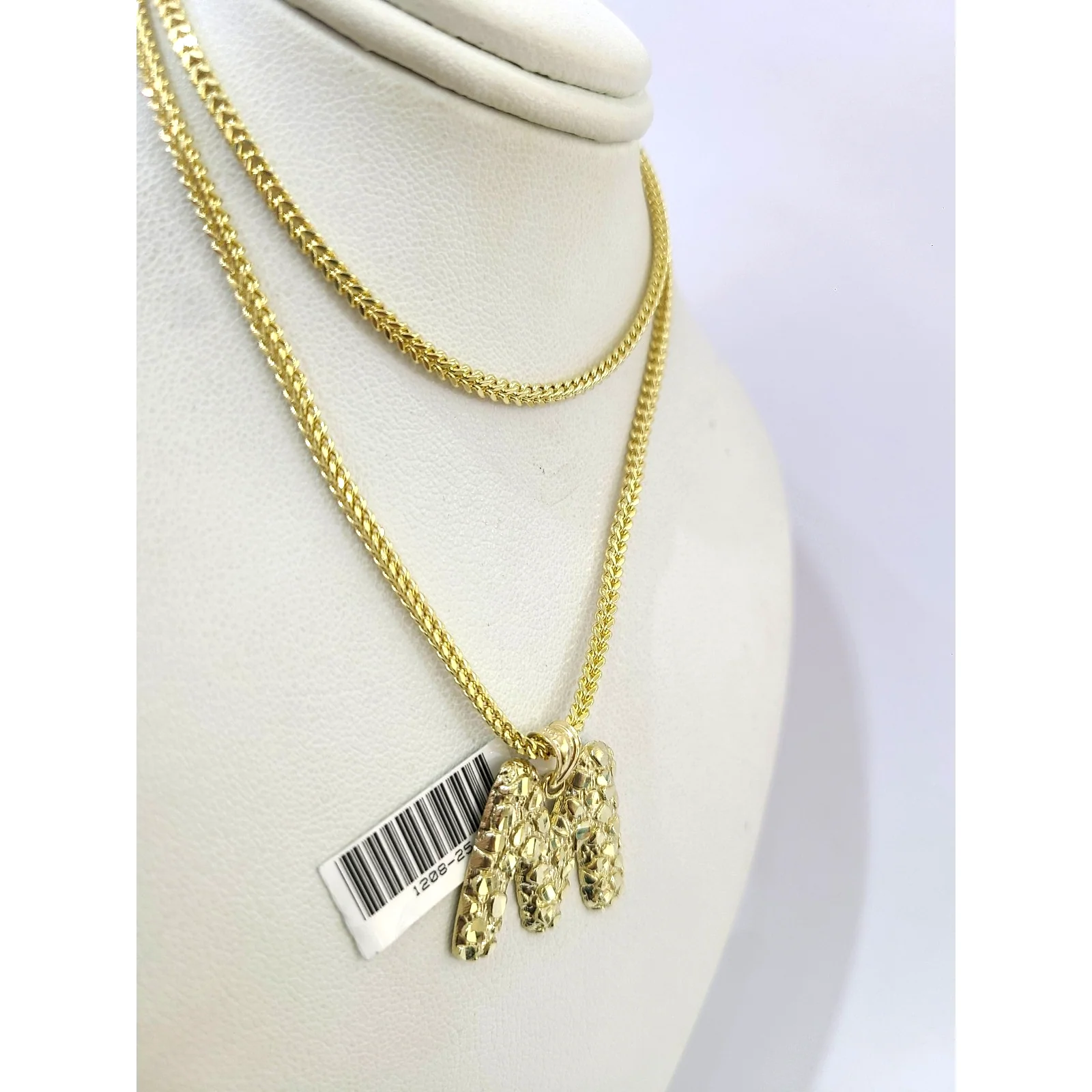 Real 10k Gold Franco Chain 2.5mm 16"-26" M Initial Charm Pendant Necklace SET - Image 4