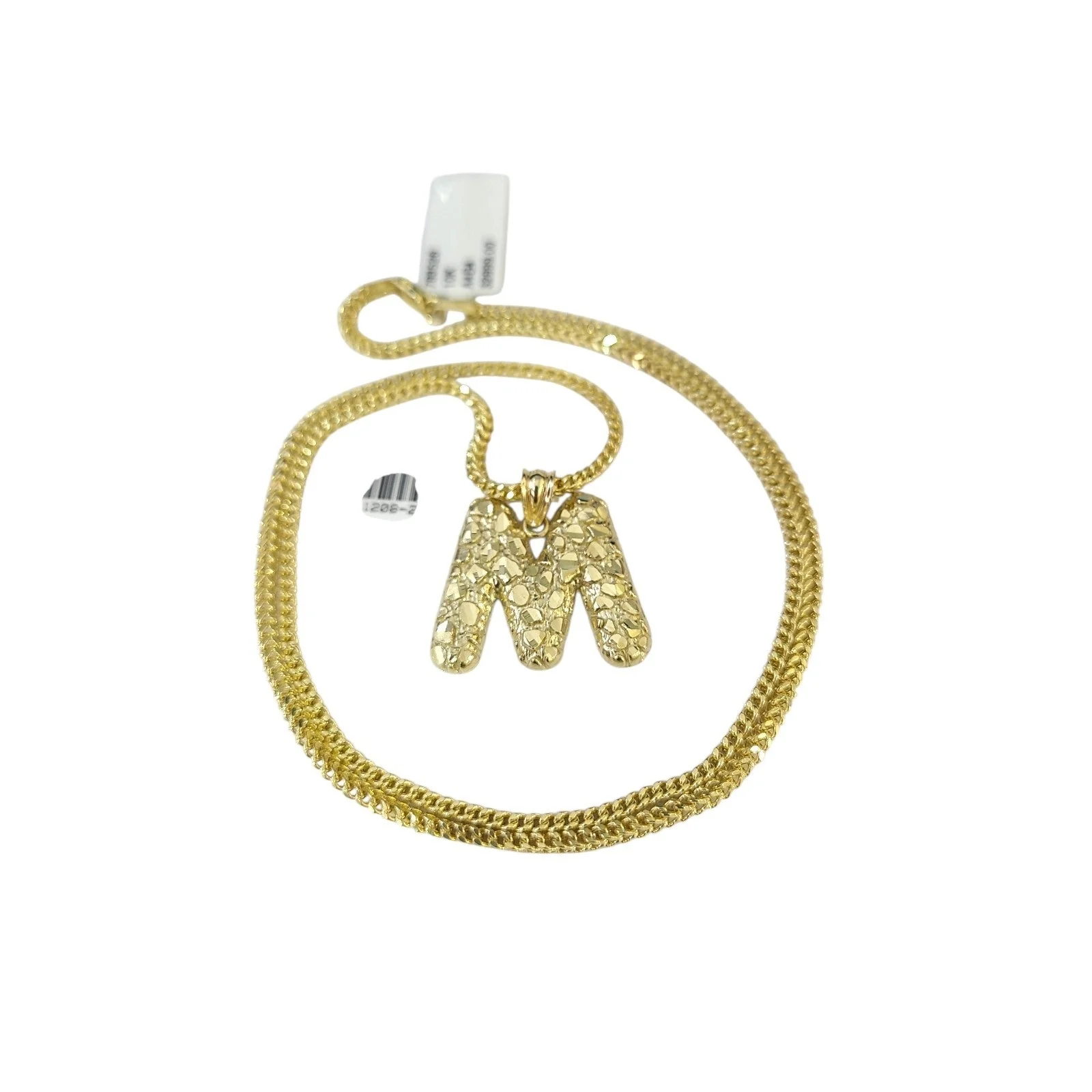 Real 10k Gold Franco Chain 2.5mm 16"-26" M Initial Charm Pendant Necklace SET - Image 5