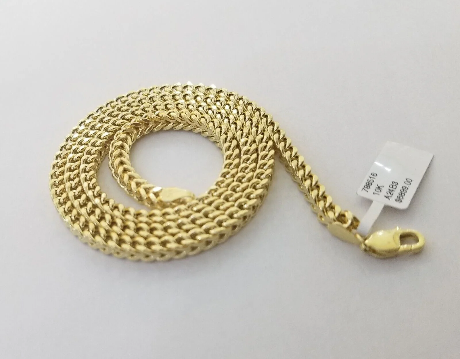 Real 10k Gold Franco chain & Cross Charm 10kt Pendant Necklace 24" 4mm SET - Image 6