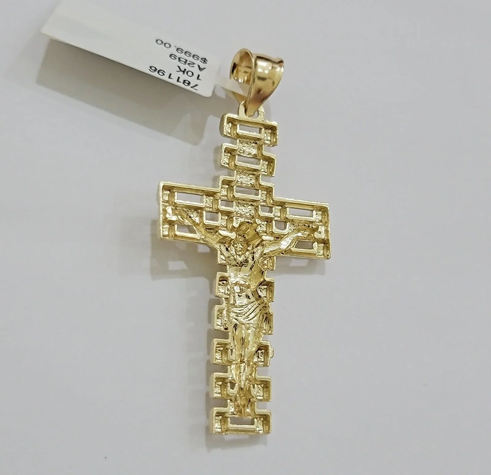 Real 10k Gold Franco Chain Cross Charm SET 24 Inch 2mm Necklace Jesus Pendant - Image 9