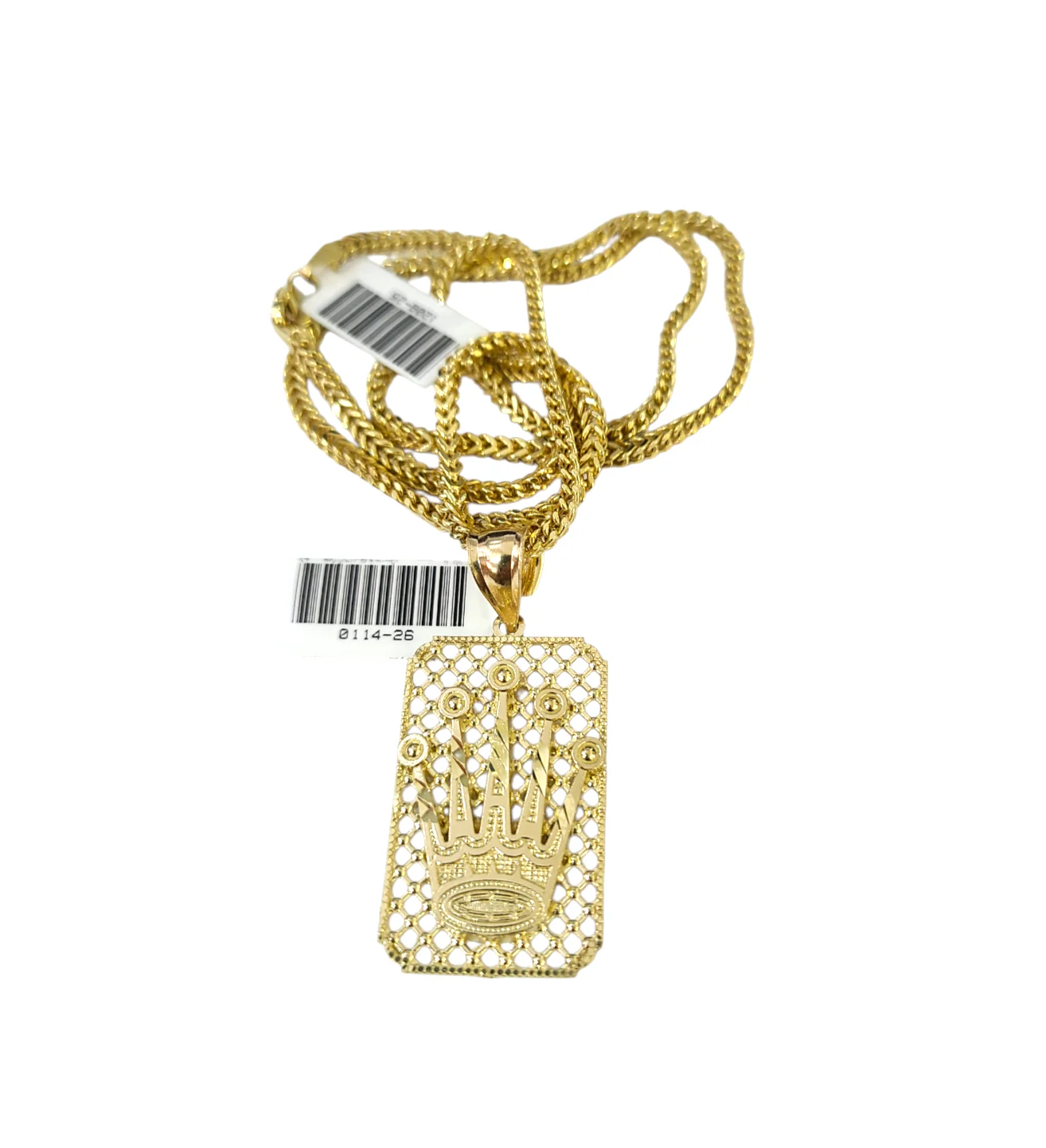 Real 10k Gold Franco Chain Crown Charm Pendant Necklace SET 2.5mm 18"-26" - Image 3