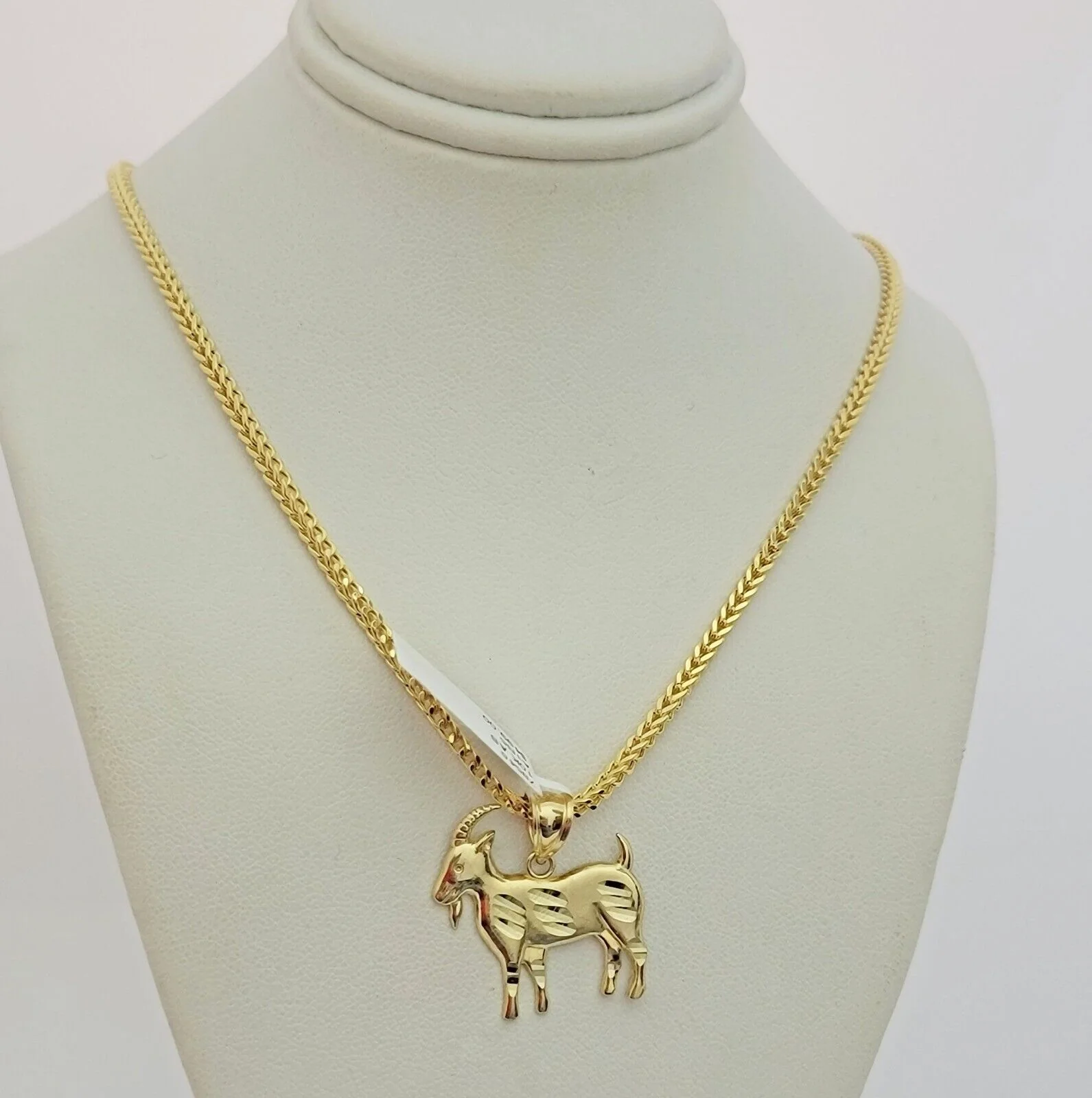Real 10k Gold Franco Chain GOAT Charm pendant Set 2.5mm Necklace 22 Inch Men's - Image 8
