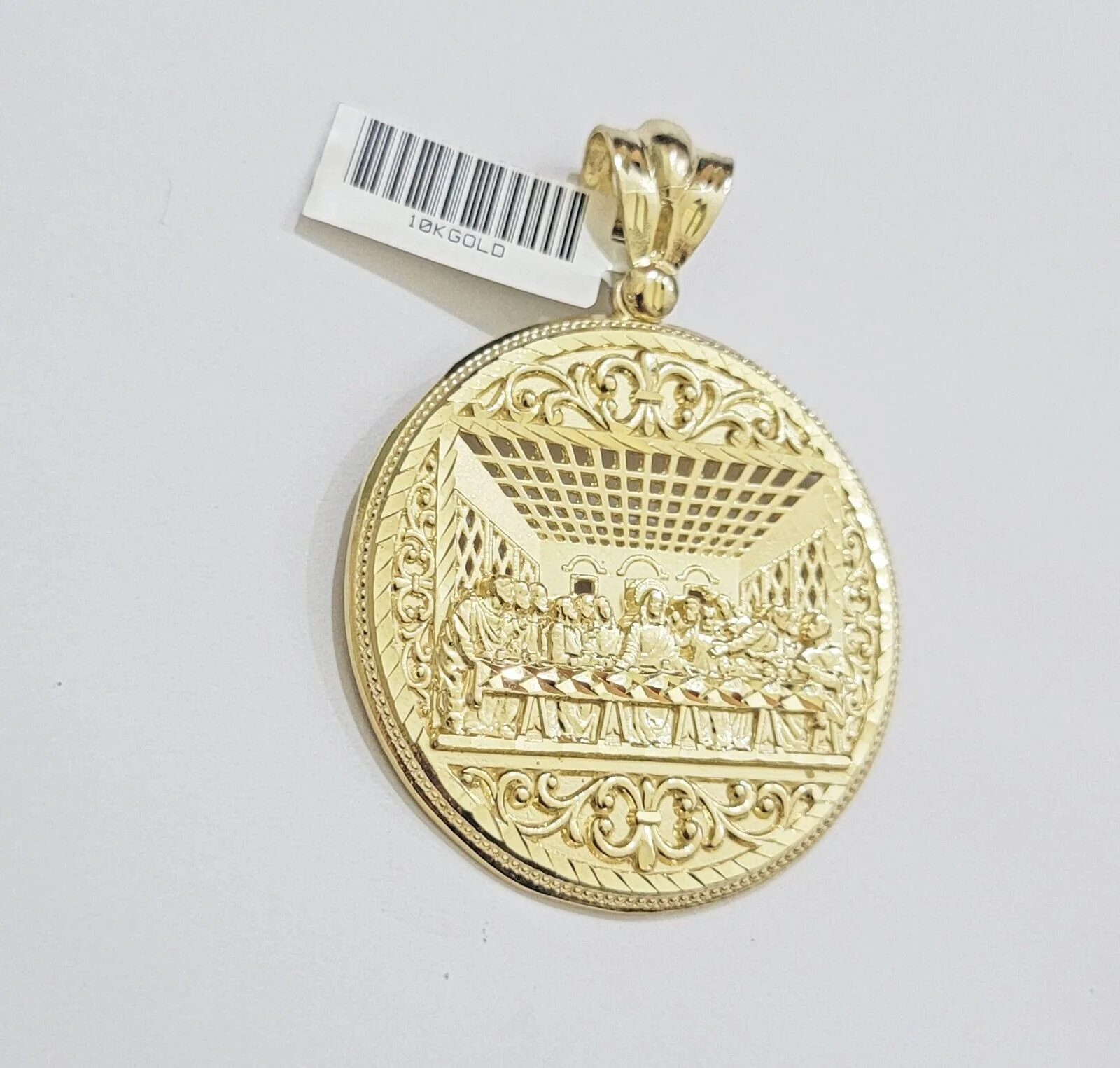 REAL 10k Gold Franco Chain Necklace 24 Inch Last Supper Pendant SET 10KT For Men - Image 3