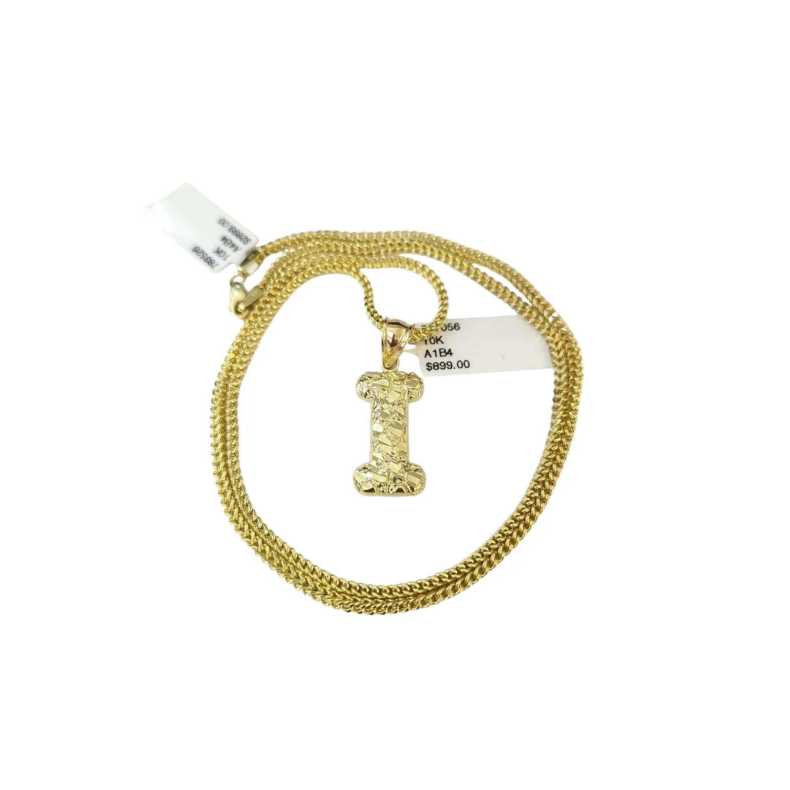 Real 10k Gold Franco Chain Pendant Necklace I Initial Charm SET 2.5mm 16"-26" - Image 5