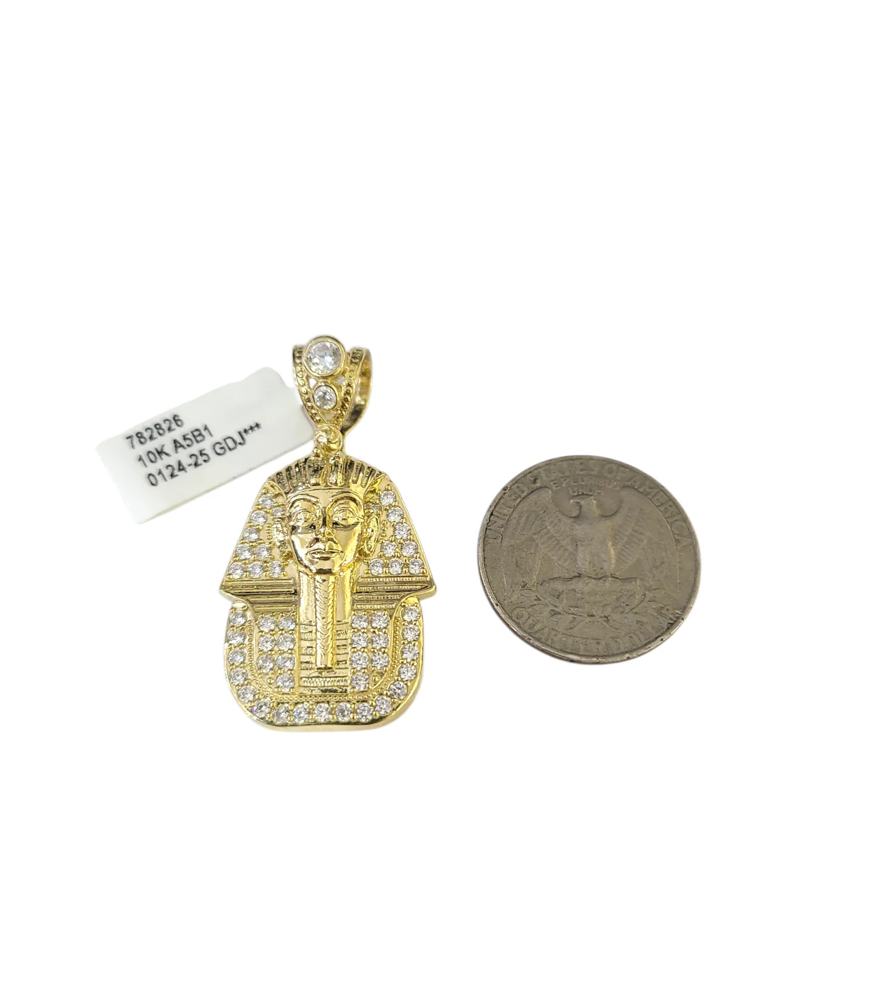 Real 10k Gold Franco Chain Pharaoh Head Charm Pendant Necklace SET 2.5mm 18"-26" - Image 5