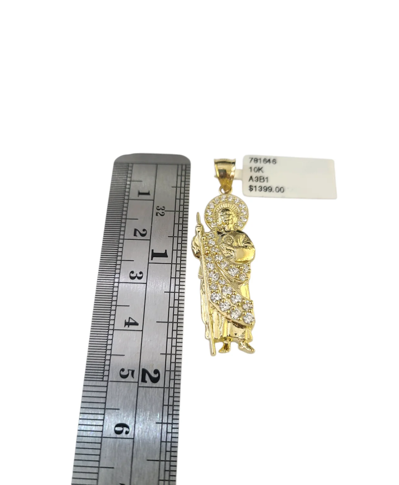 Real 10k Gold Franco Chain Saint Jude Charm Pendant Necklace SET 2.5mm 18"-26" - Image 5