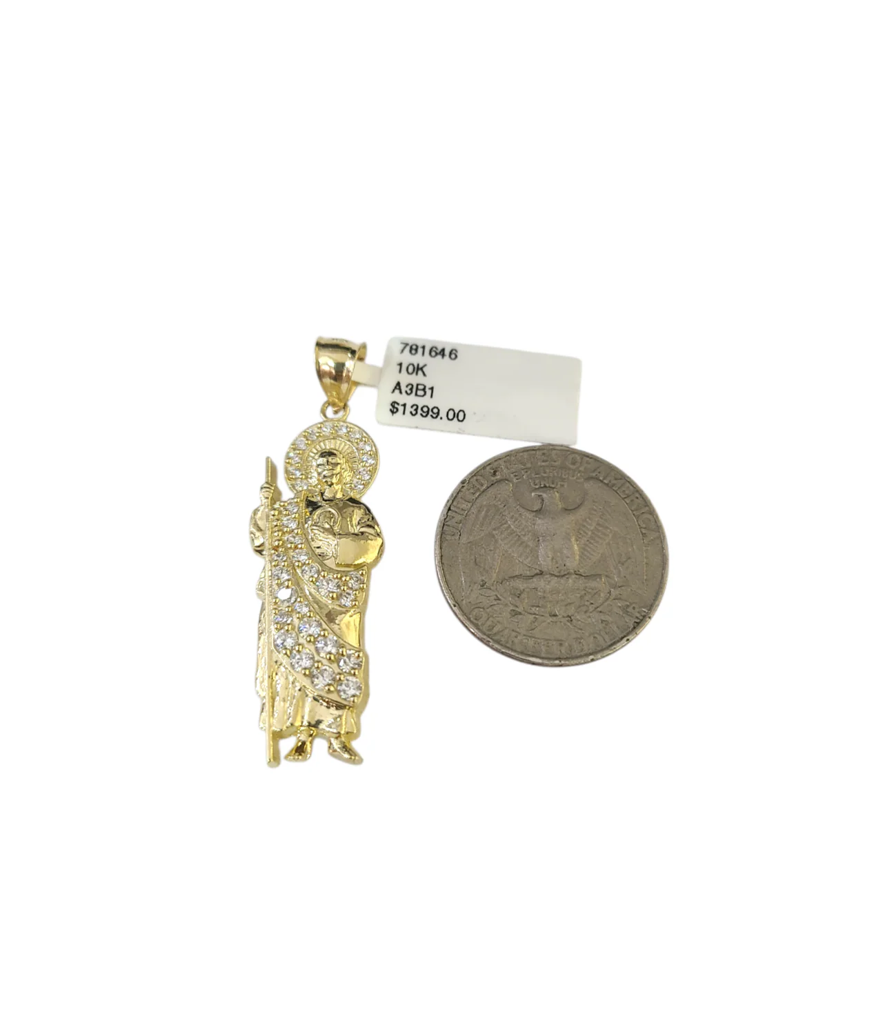 Real 10k Gold Franco Chain Saint Jude Charm Pendant Necklace SET 2.5mm 18"-26" - Image 6