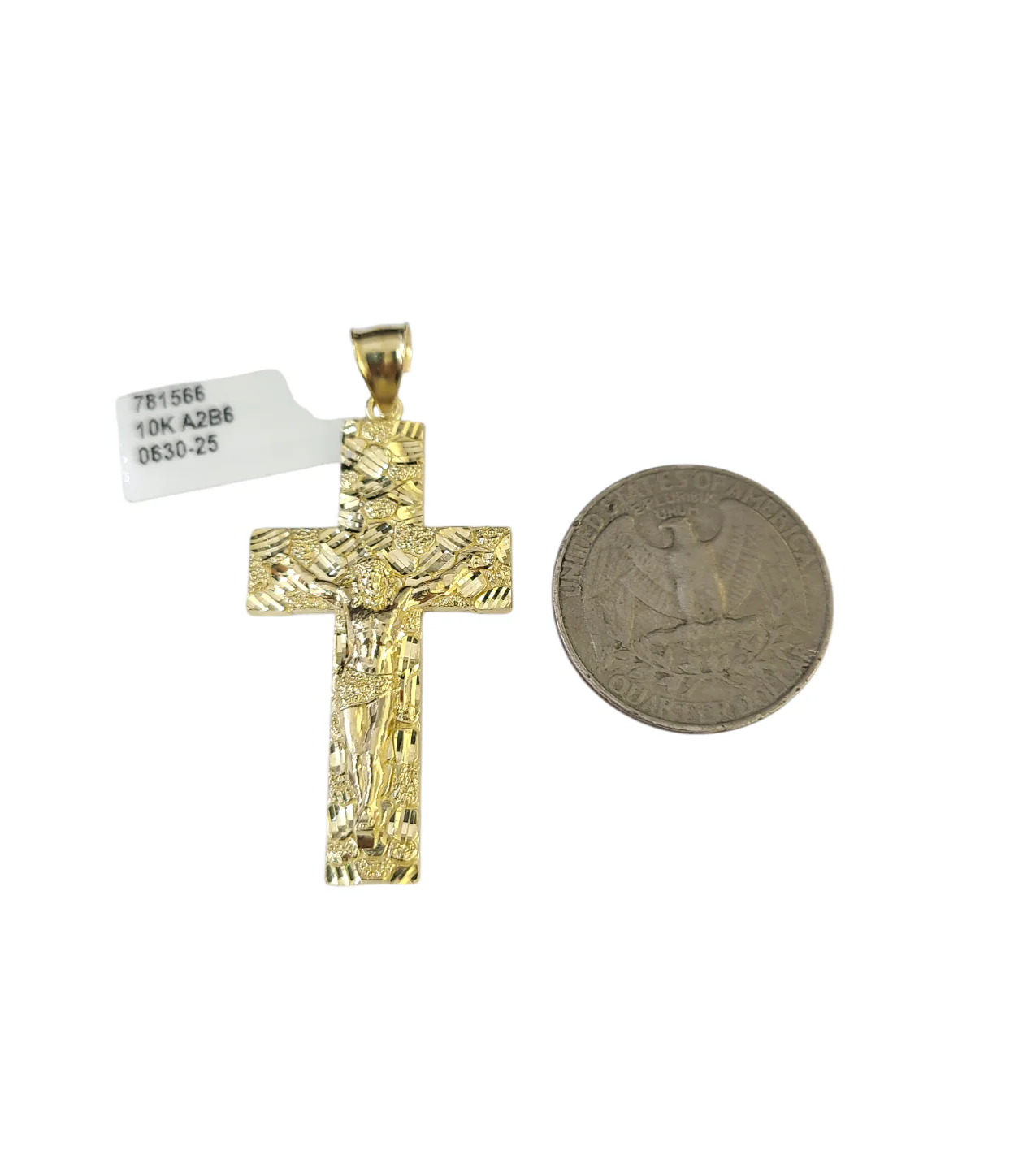 Real 10k Gold Franco Necklace Chain Nugget Cross Charm 2.5mm 18"-26" Pendant SET - Image 7