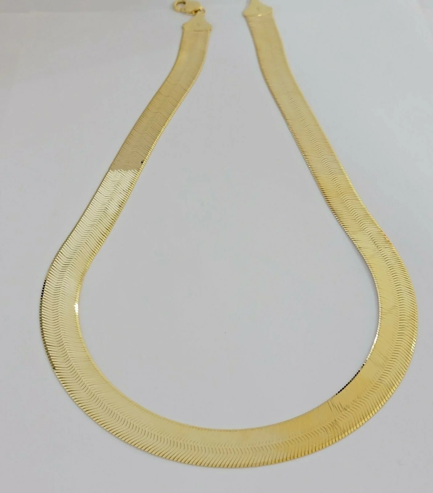 REAL 10k Gold Herringbone Chain Necklace 15mm 18"-24" 10kt Yellow Gold SOLID - Image 3