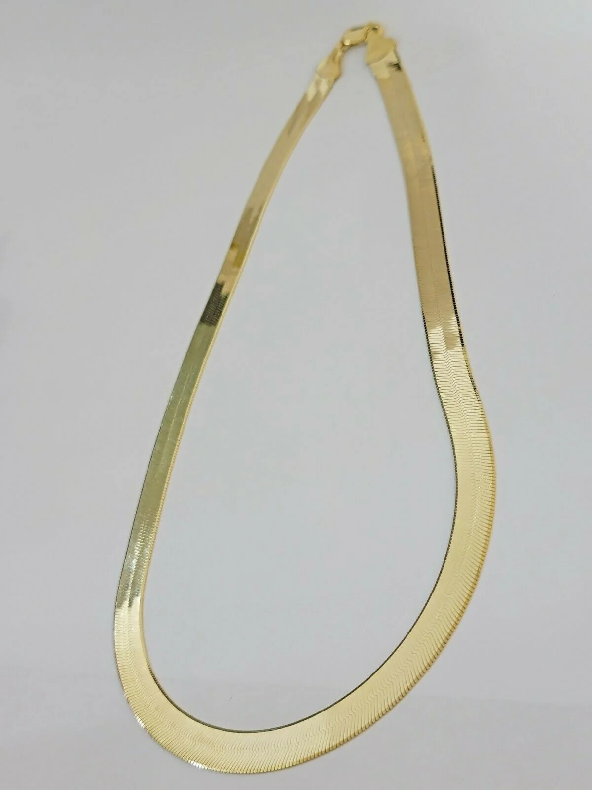 REAL 10k Gold Herringbone Chain Necklace 9mm 18"-22" 10kt Yellow Gold SOLID - Image 3