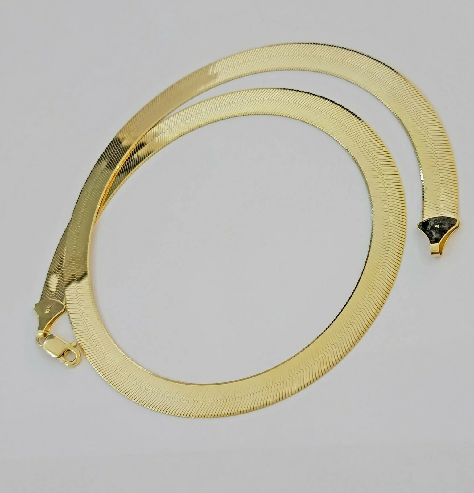 REAL 10k Gold Herringbone Chain Necklace 9mm 18"-22" 10kt Yellow Gold SOLID - Image 4