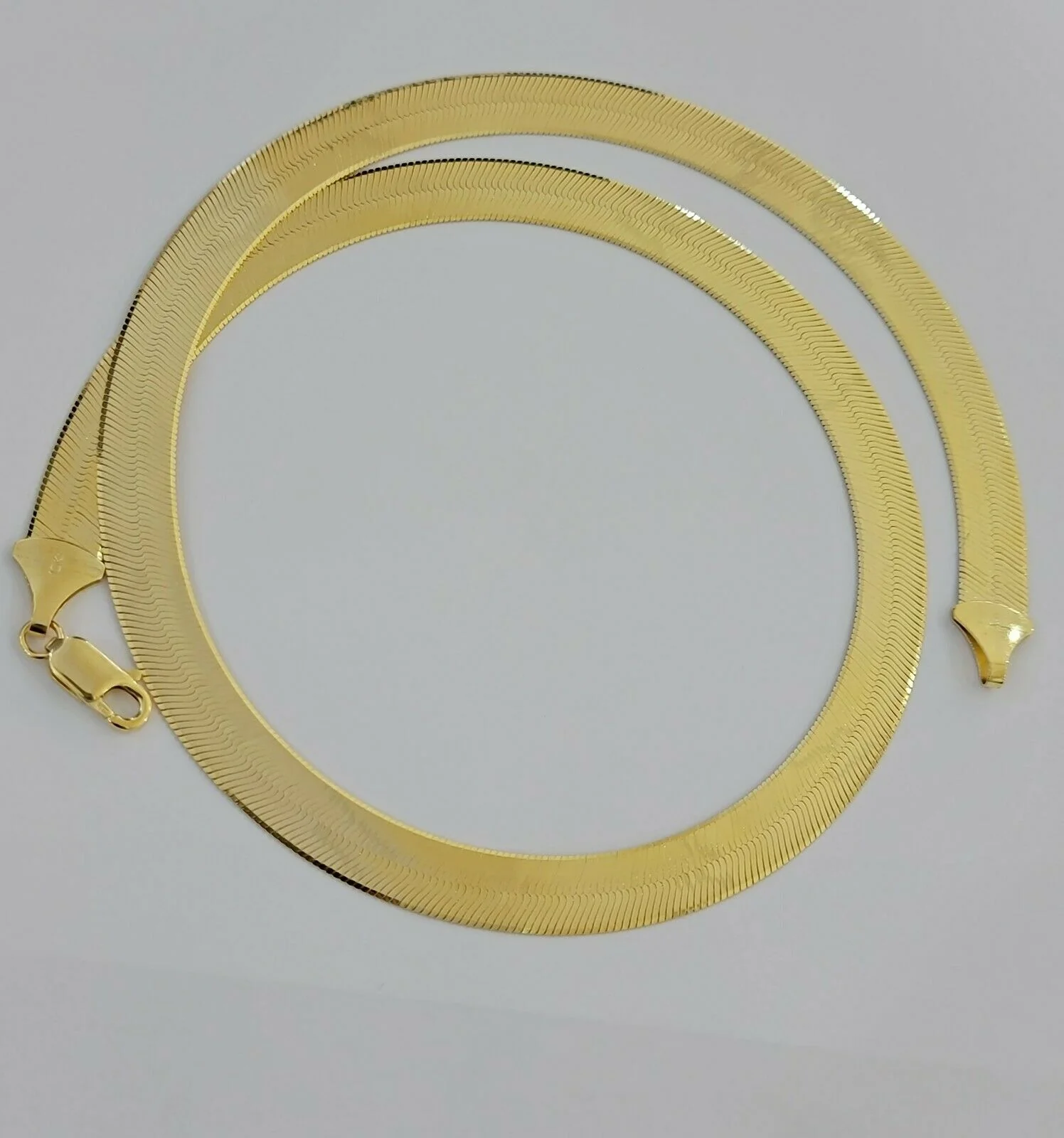REAL 10k Gold Herringbone Chain Necklace 9mm 18"-22" 10kt Yellow Gold SOLID - Image 5