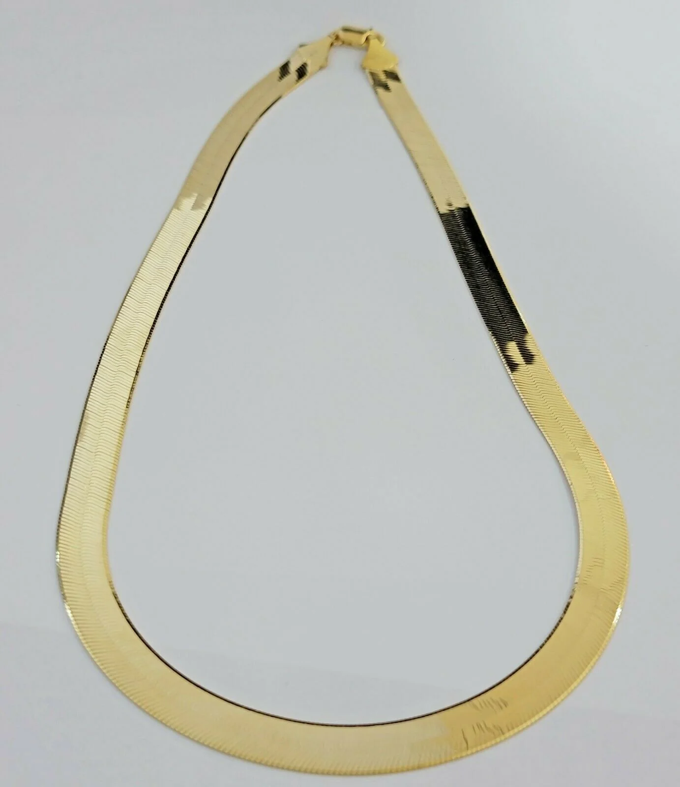 REAL 10k Gold Herringbone Chain Necklace 9mm 18"-22" 10kt Yellow Gold SOLID - Image 7